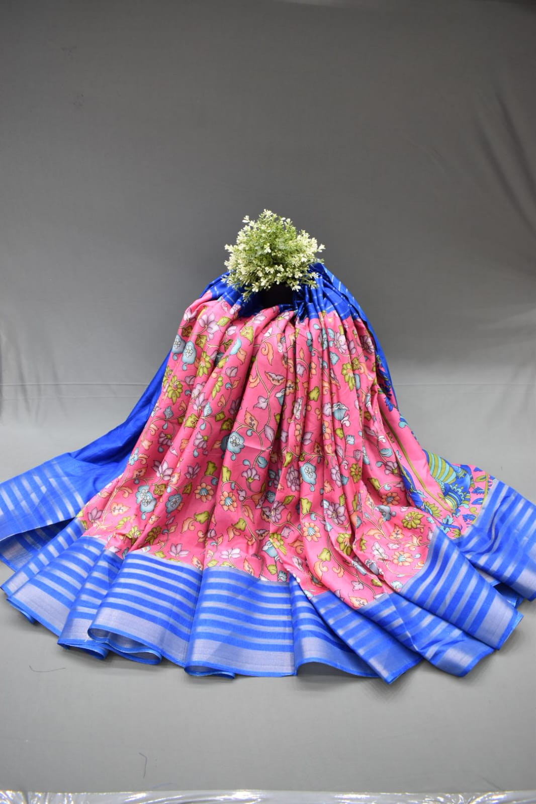 PINK- KALAMKARI PRINT CHANDERI SAREE