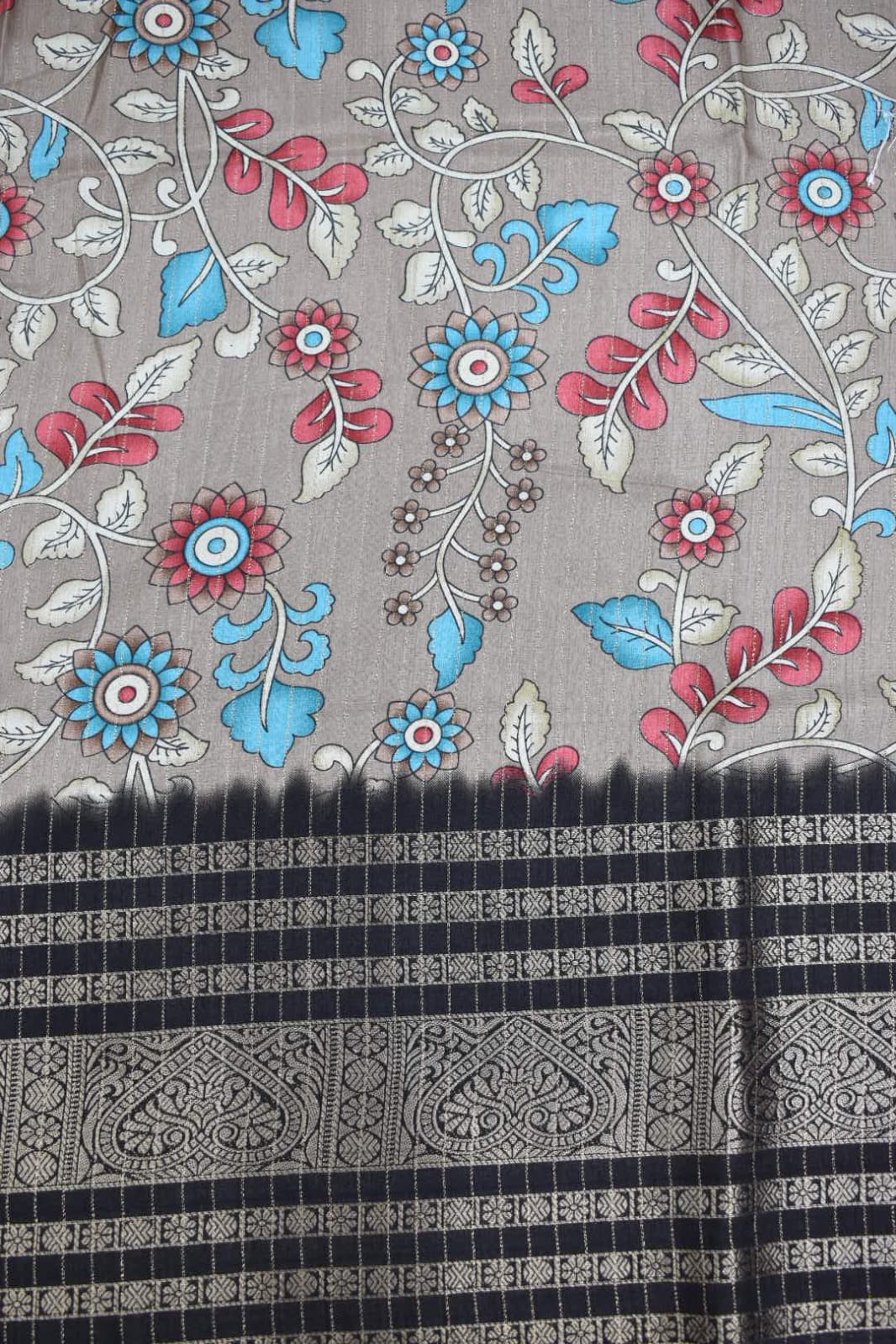 BROWN- KALAMKARI PRINT CHANDERI SAREE