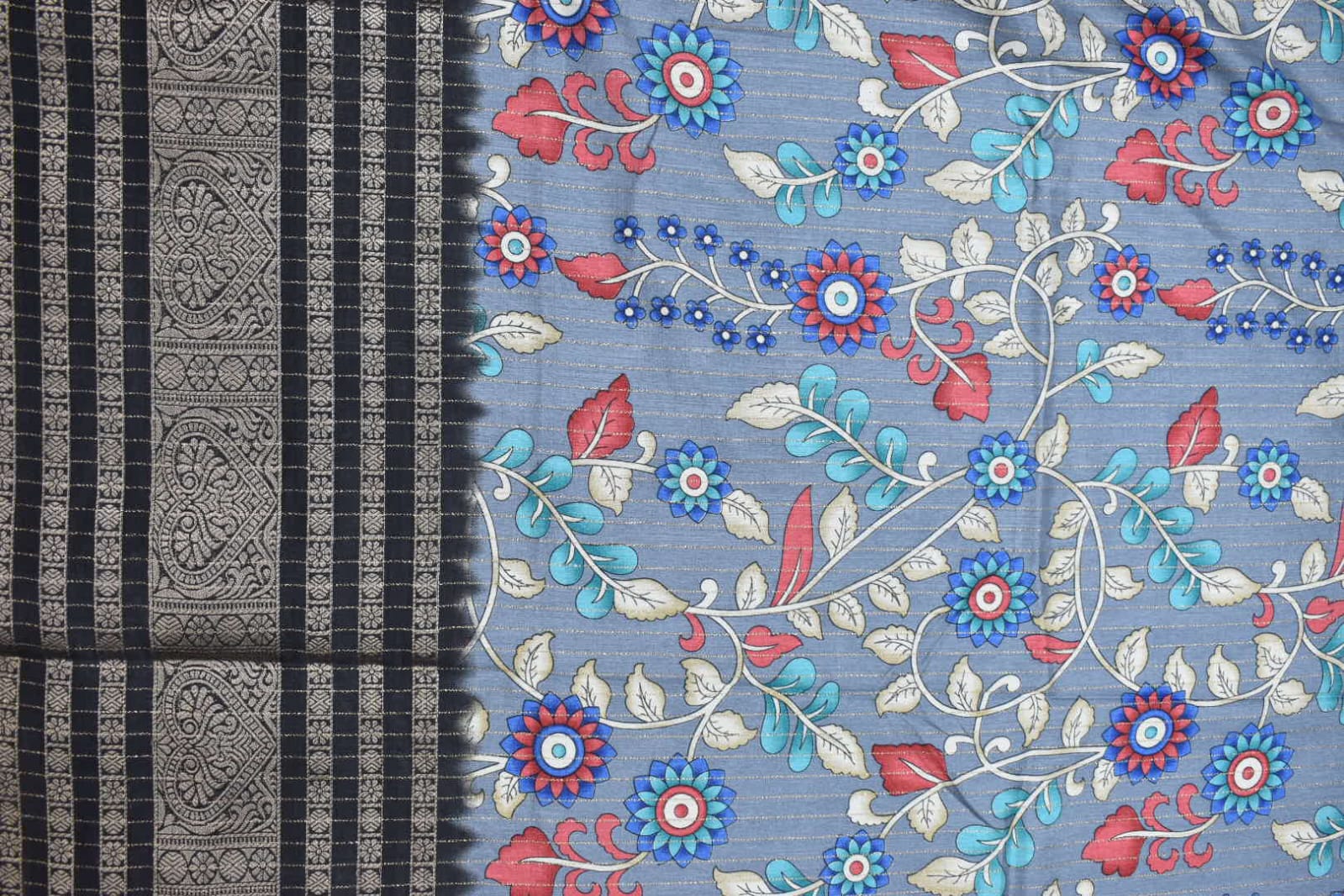 ASH- KALAMKARI PRINT CHANDERI SAREE