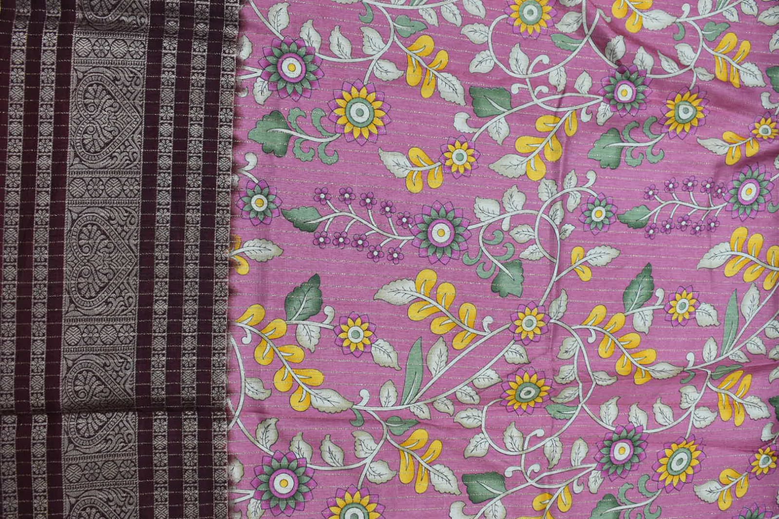 PINK- KALAMKARI PRINT CHANDERI SAREE