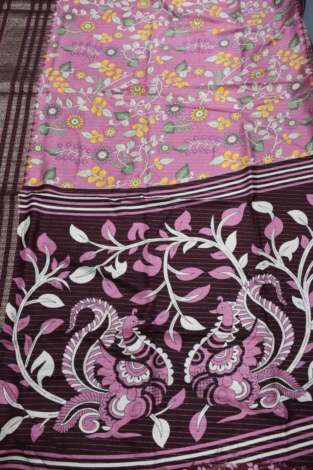 PINK- KALAMKARI PRINT CHANDERI SAREE