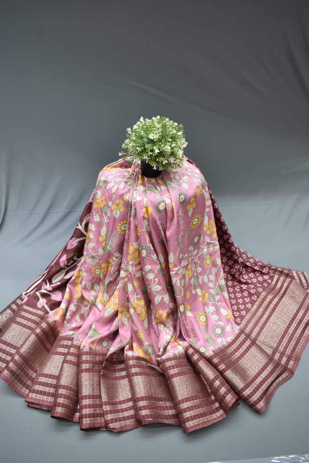 PINK- KALAMKARI PRINT CHANDERI SAREE