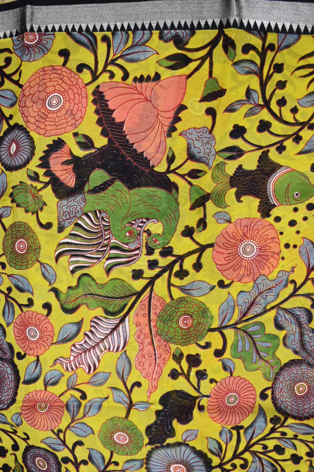 LEMON YELLOW- MANGALAGIRI SAREE DIGITAL PRINT