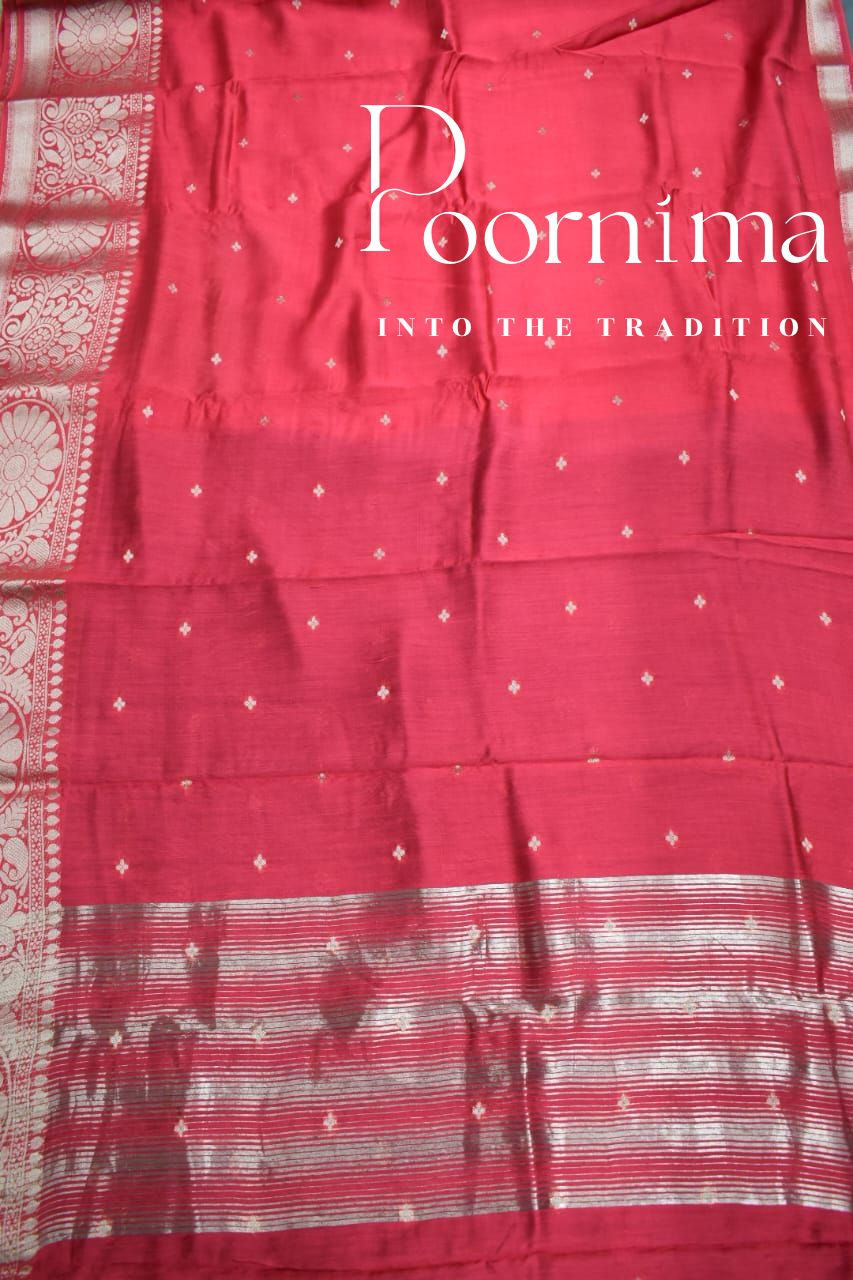 TOMATO RED- FANCY SAREE WITH BLOUSE PIECE