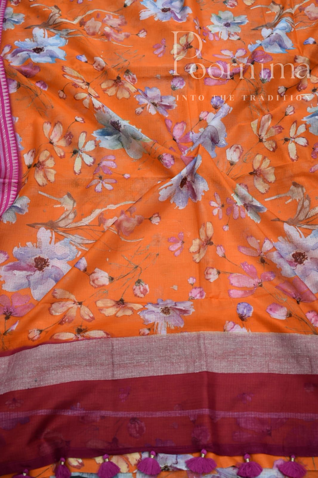 ORANGE-KOTA  VIDARBHA BORDER SAREE