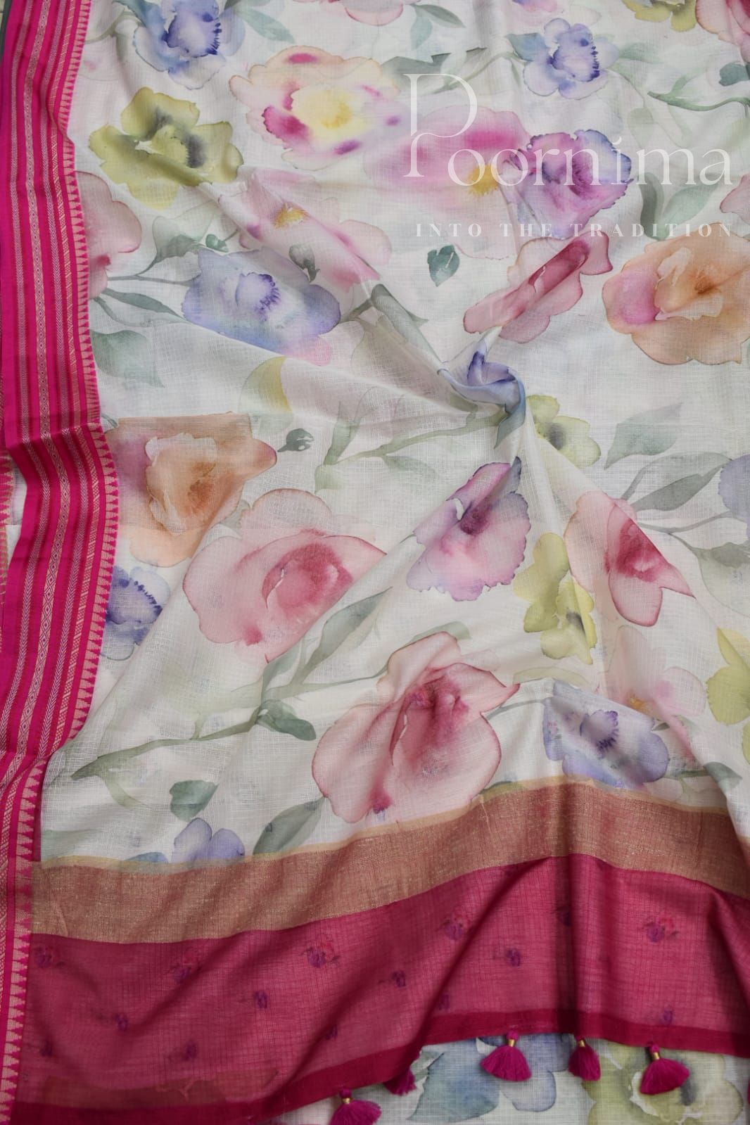 HALF WHITE-KOTA VIDARBHA  BORDER SAREES