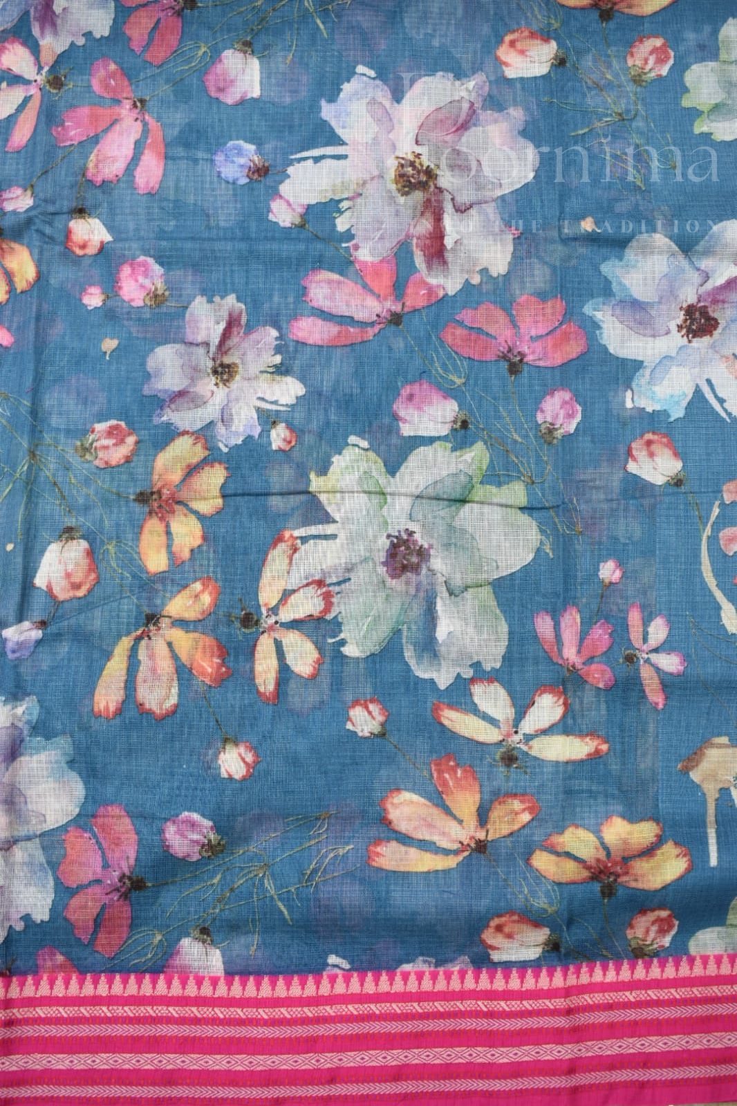 AZURE BLUE- KOTA VIDARBHA BORDER SAREE