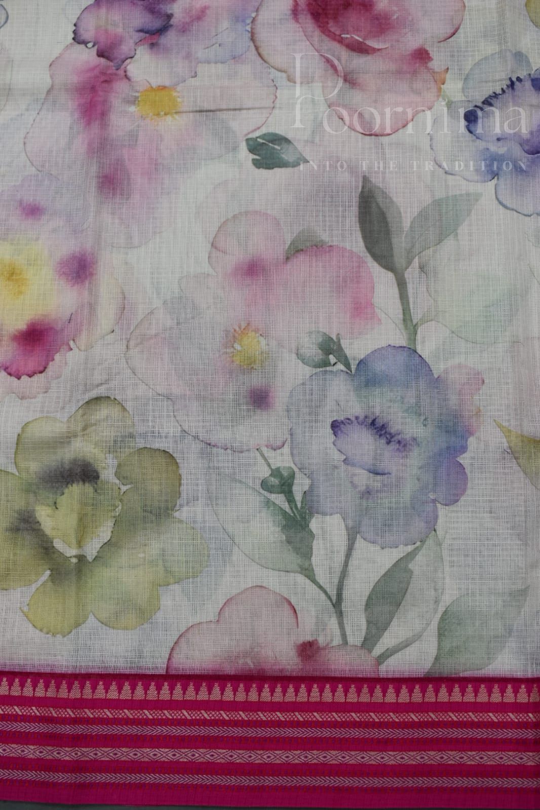 WHITE- KOTA VIDARBHA BORDER SAREE