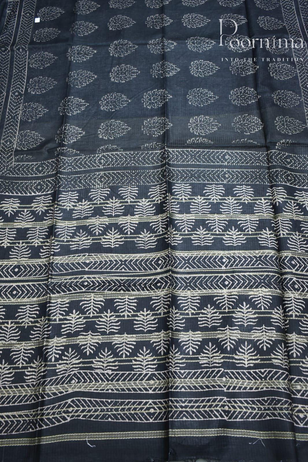 BLACK& CREAM-BAGALPUR CHECKS SAREE