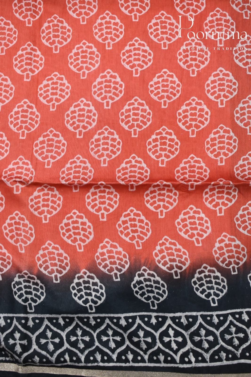 BLACK&ORANGE -COTTON SILK SAREE