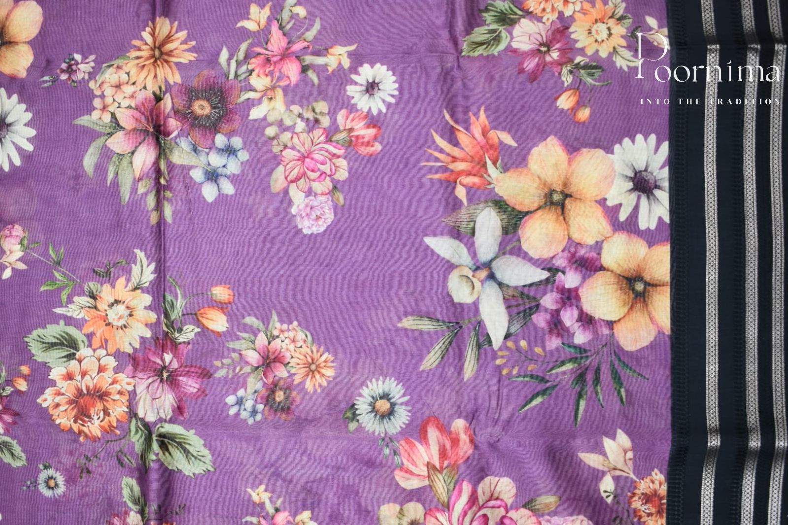 PURPLE- COTTON DIGITAL PRINT SAREE