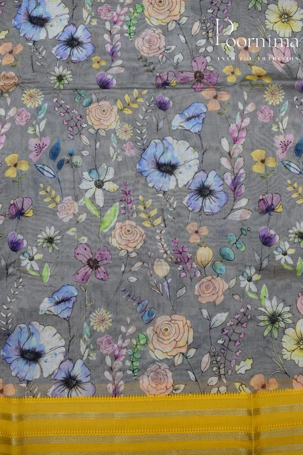 PURPLE- COTTON DIGITAL PRINT SAREE