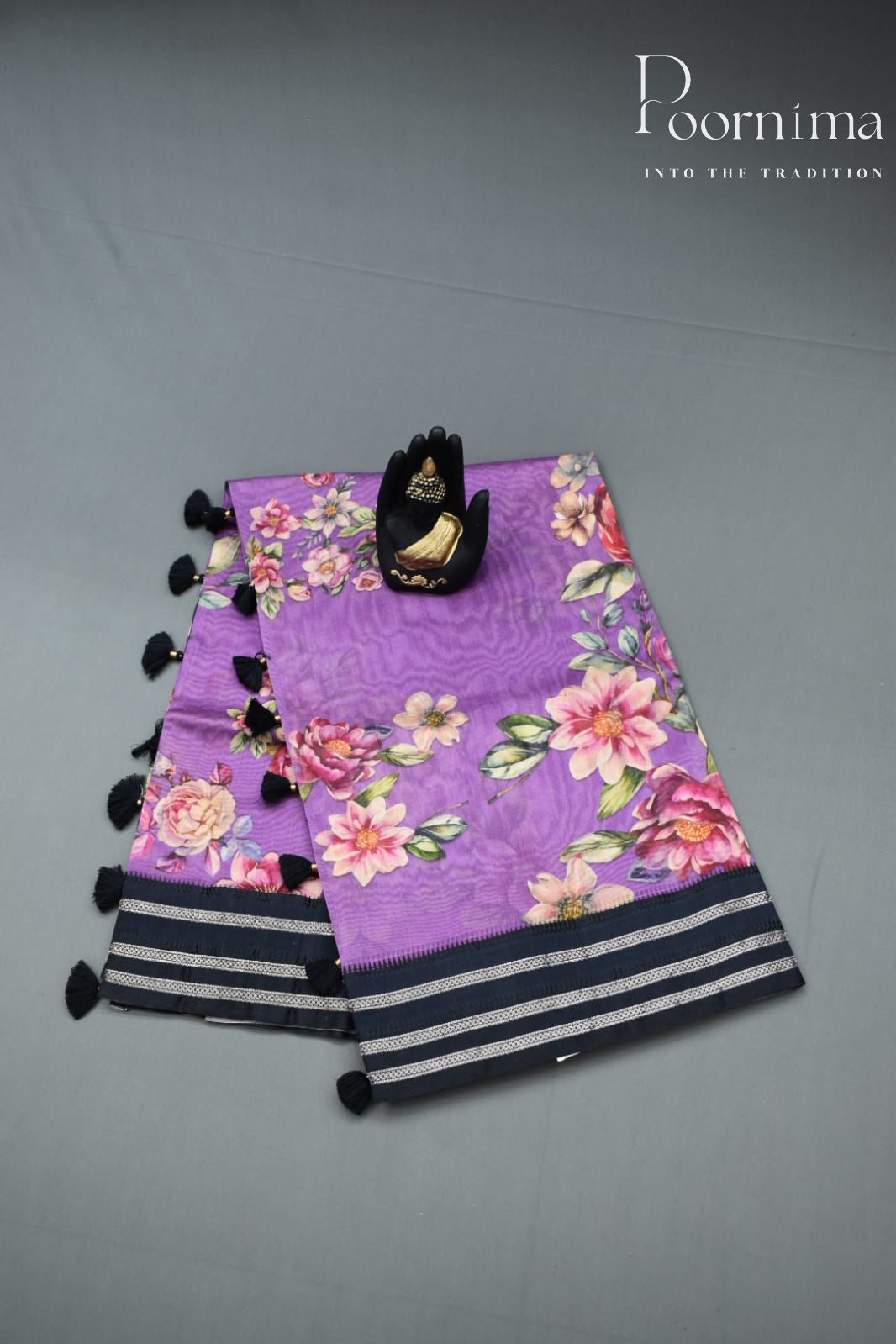 PURPLE- COTTON DIGITAL PRINT SAREE