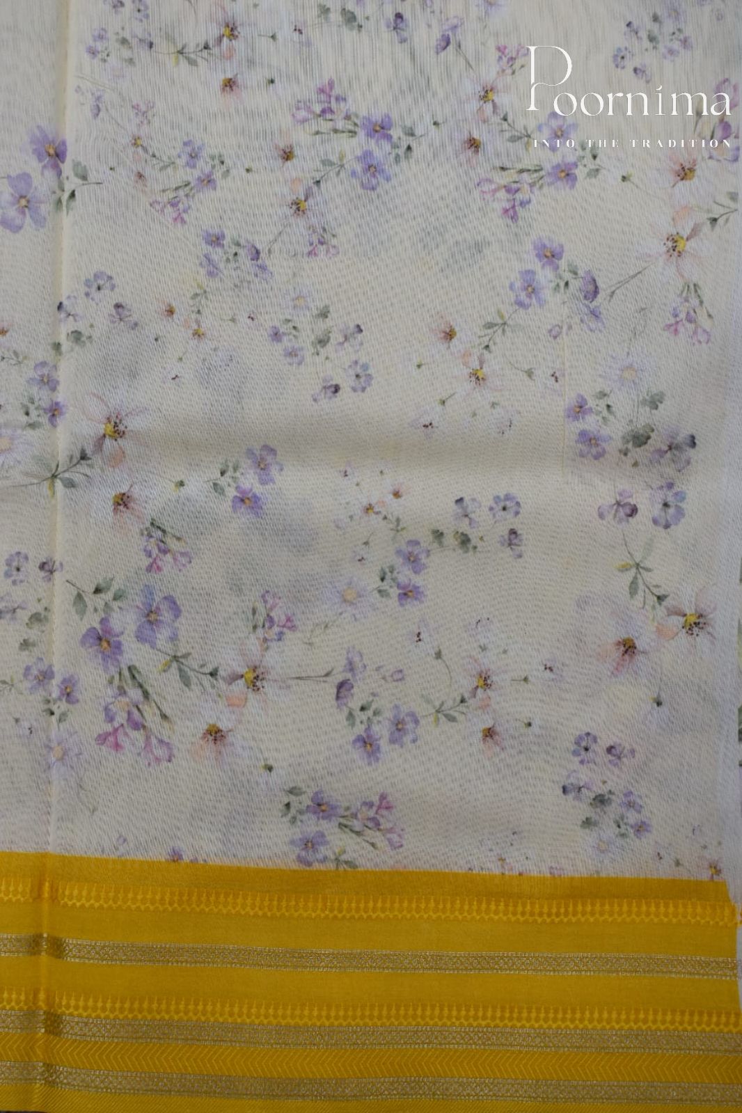 CREAM- COTTON DIGITAL PRINT SAREE