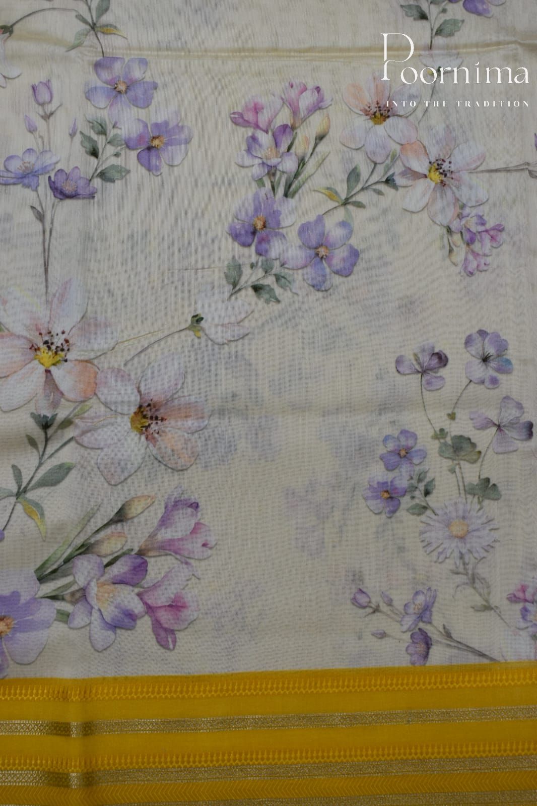 CREAM- COTTON DIGITAL PRINT SAREE