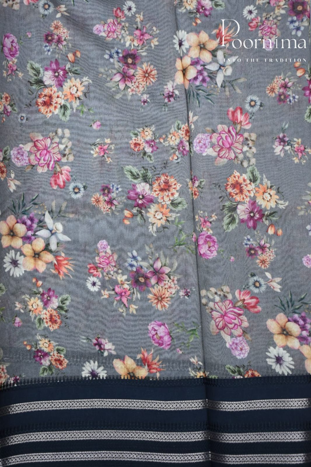 ASH- COTTON DIGITAL PRINT SAREE