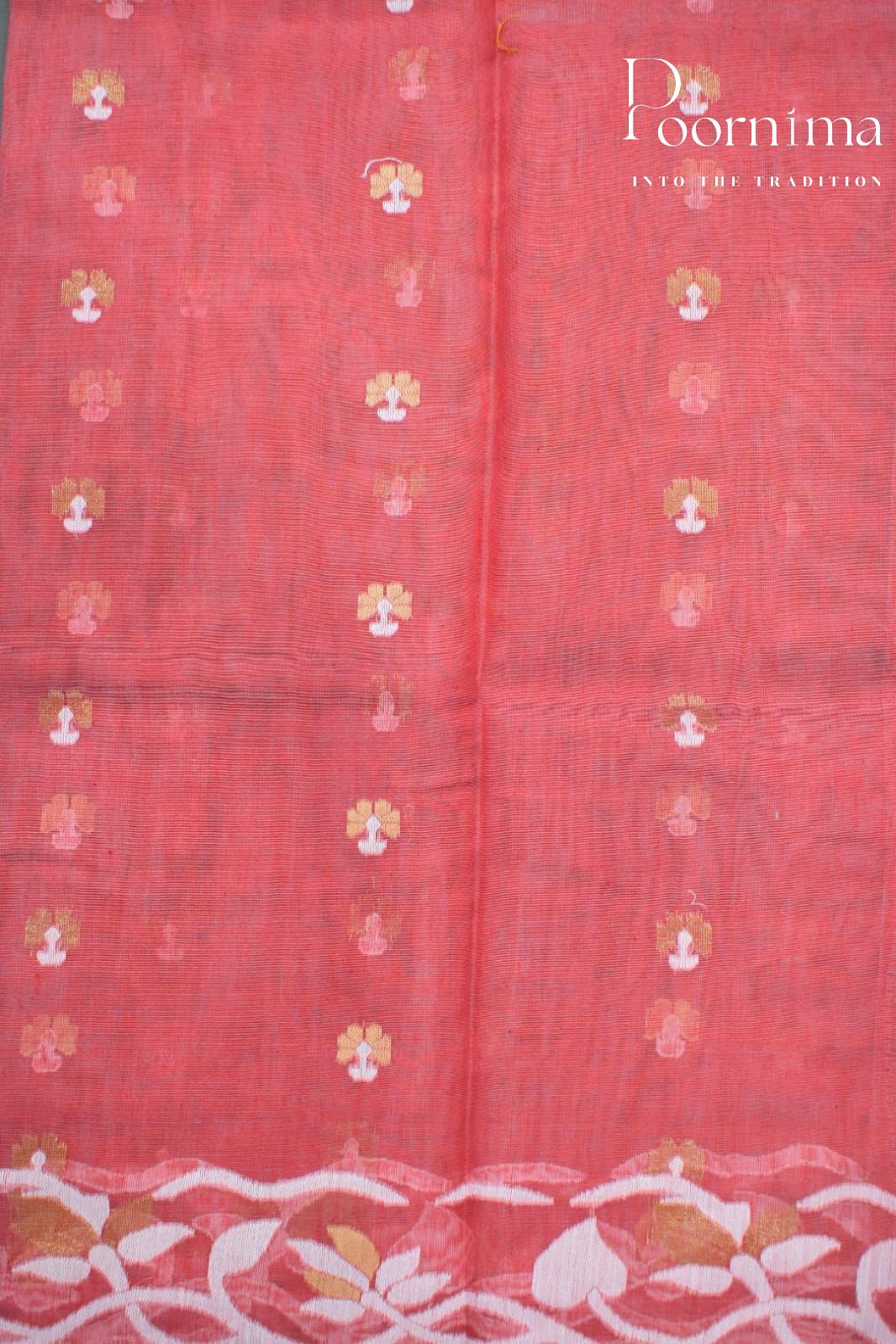 LIGHT RED- JAMDANI SAREE