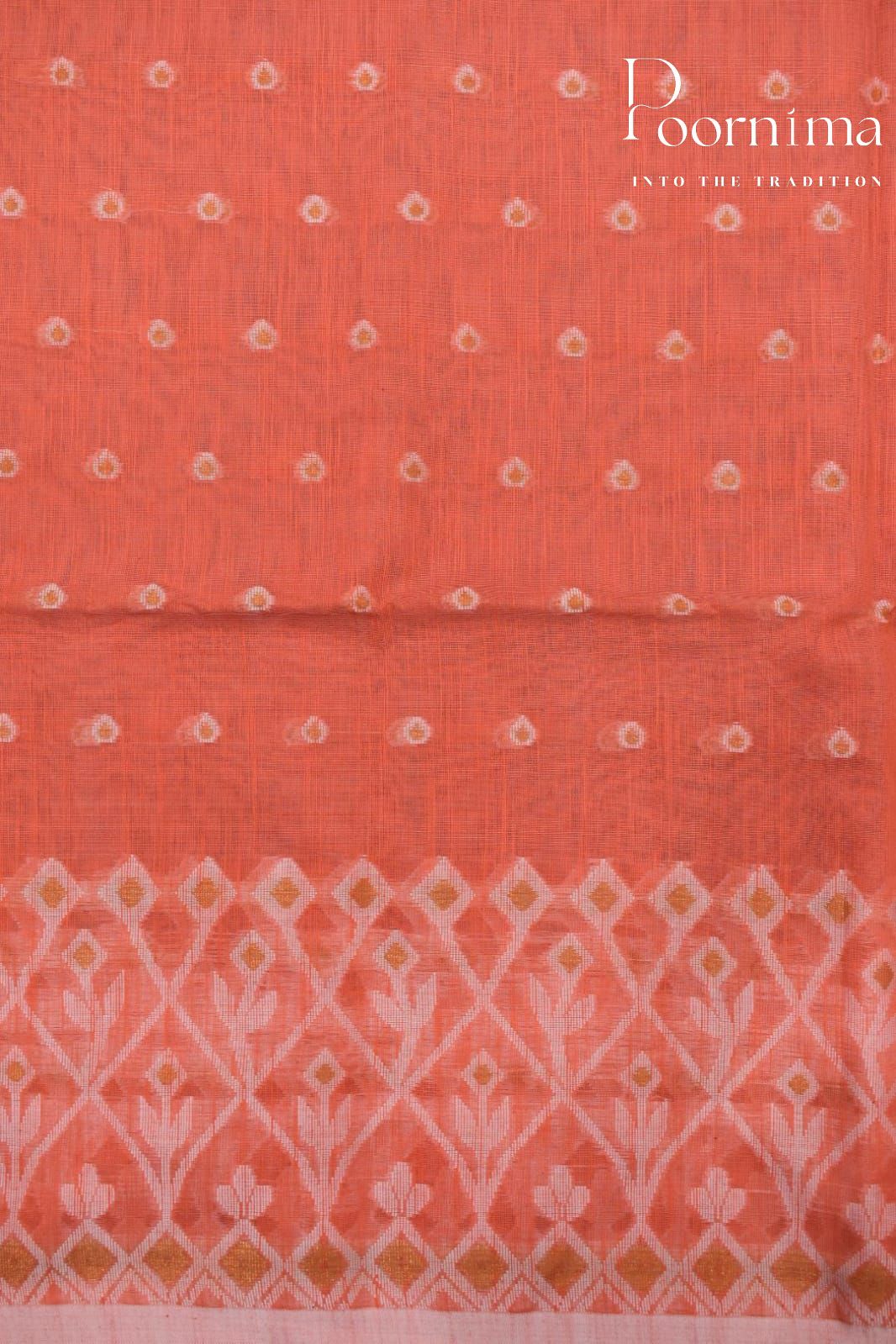 ORANGE- HANDLOOM SICO JAMDANI SAREE