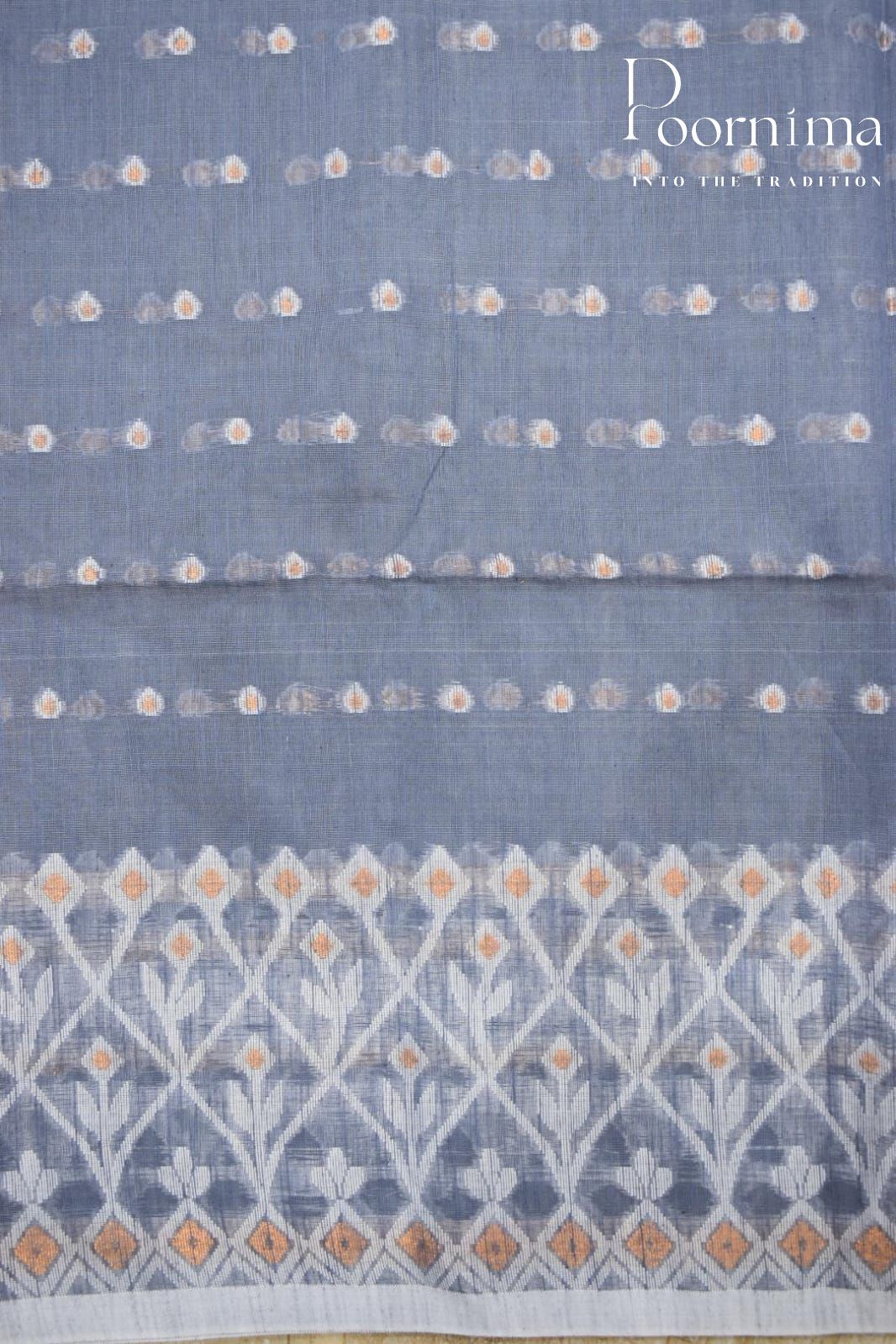 PIGEON BLUE- HANDLOON SICO JAMDANI SAREE