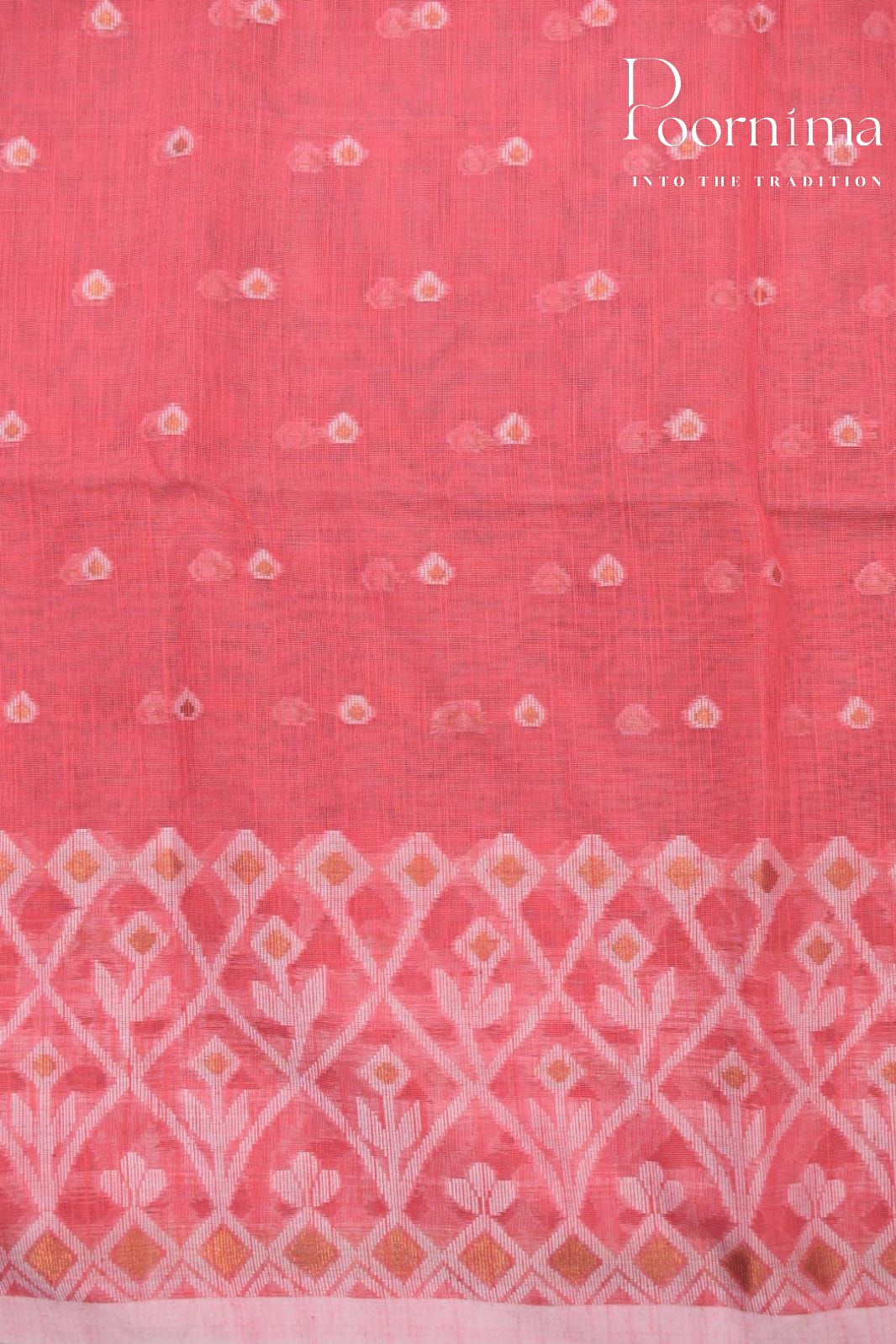 SAFFRON PINK- HANDLOOM SICO JAMDANI SAREE