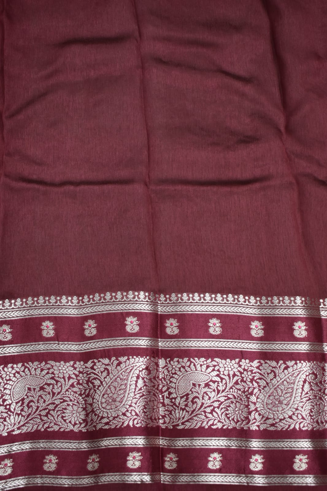 HALF WHITE- PURE BANARASI APPLIQUE WORK SAREE