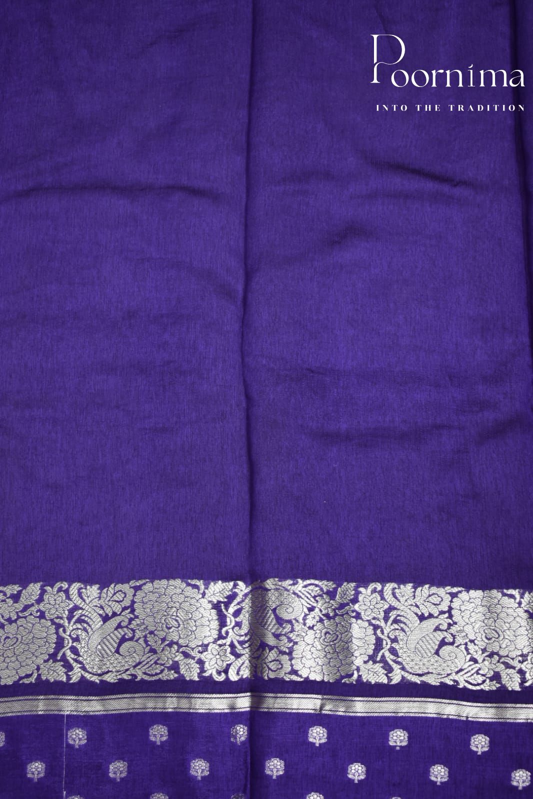 HALF WHITE- PURE BANARASI APPLIQUE WORK SAREE