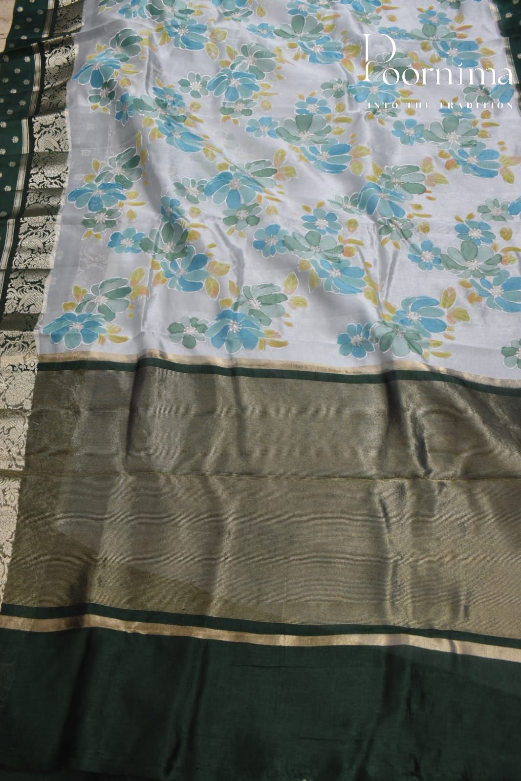 LIGHT SKY BLUE- PURE BANARASI APPLIQUE WORK SAREE