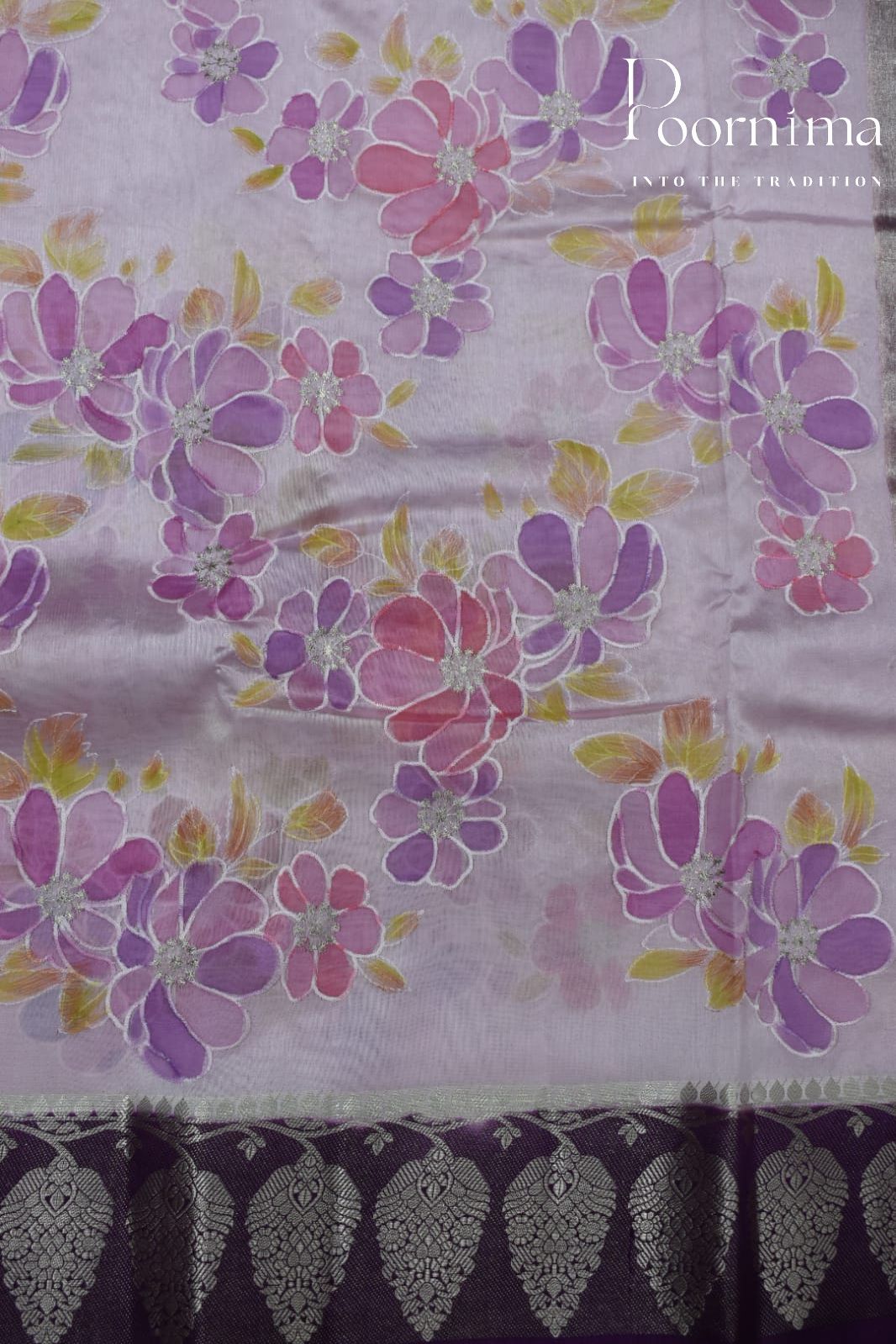 LIGHT PINK-PURE BANARASI APPLIQUE WORK SAREE