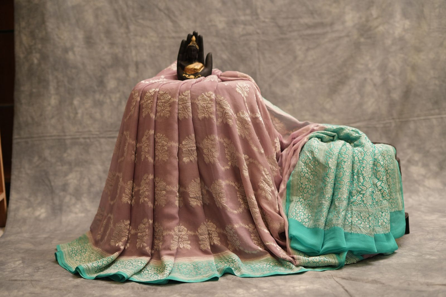 KHADDI GEORGETTE SAREE - ONION PINK