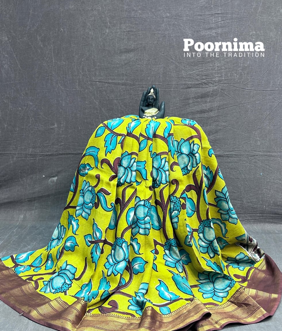 MANGALGIRI PURE HANDLOOM WITH YELLOW AND LIGHT GREEN COMBINATION