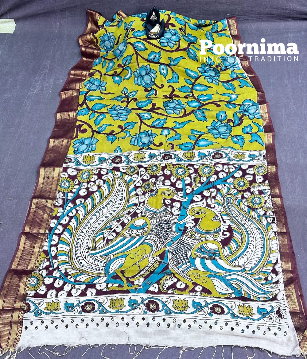 MANGALGIRI PURE HANDLOOM WITH YELLOW AND LIGHT GREEN COMBINATION