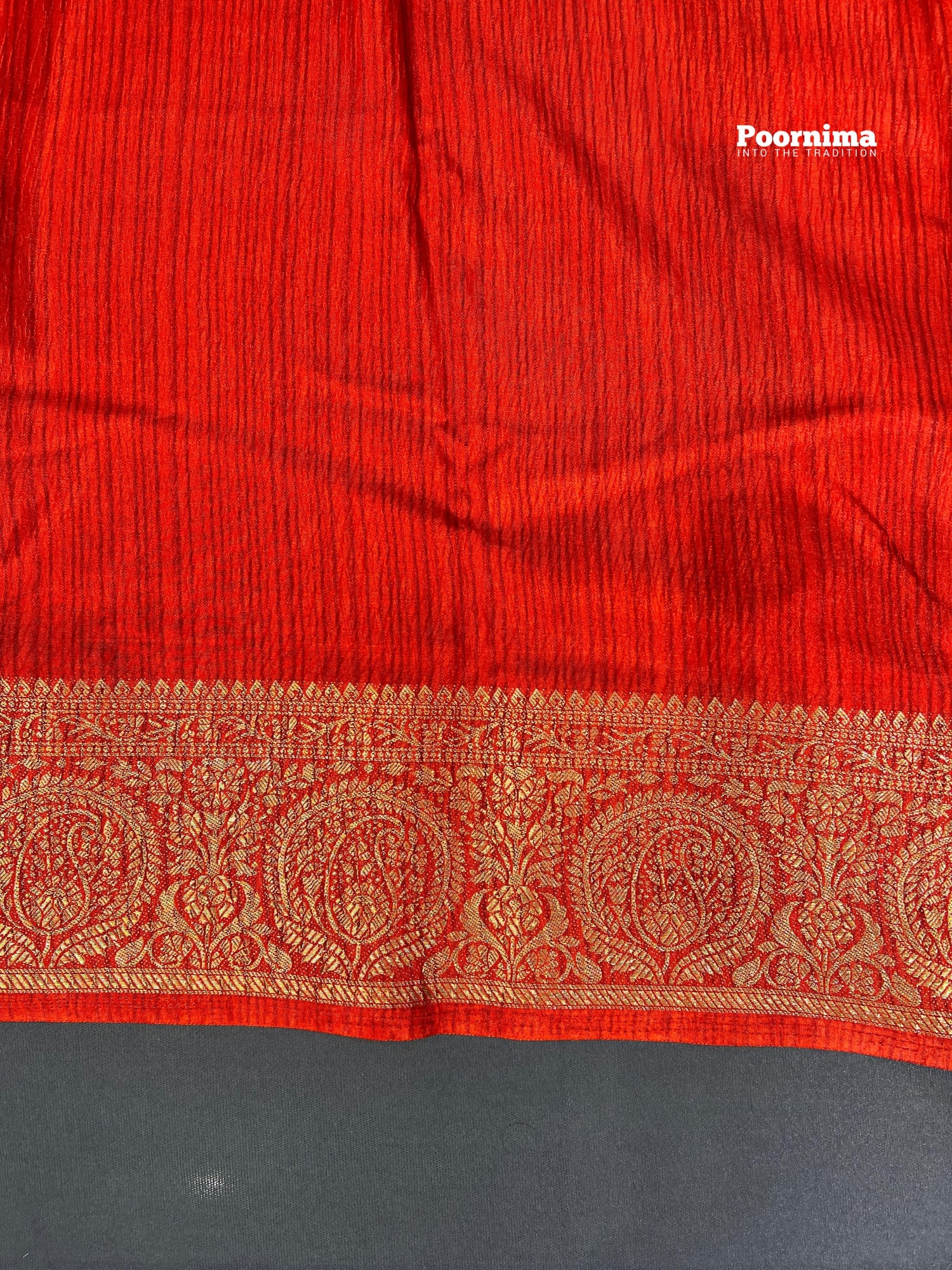 SHIPPAN CRAPE WITH RED COLUR AND ALLOVER SAREE LOUTUS DESIGN