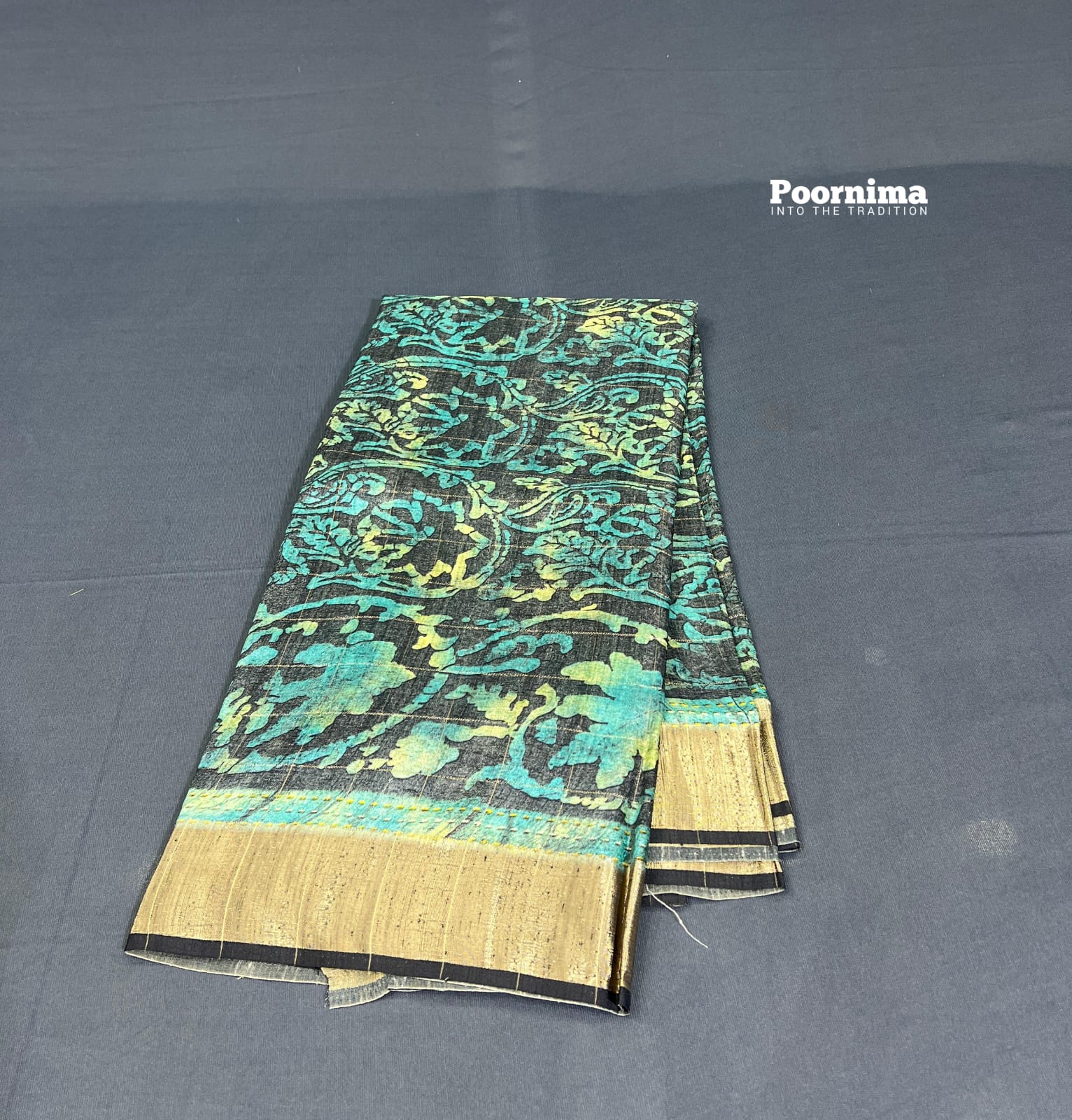 THUSSER SAREE DEFRANT GREEN AND BLUE COMIBINATION