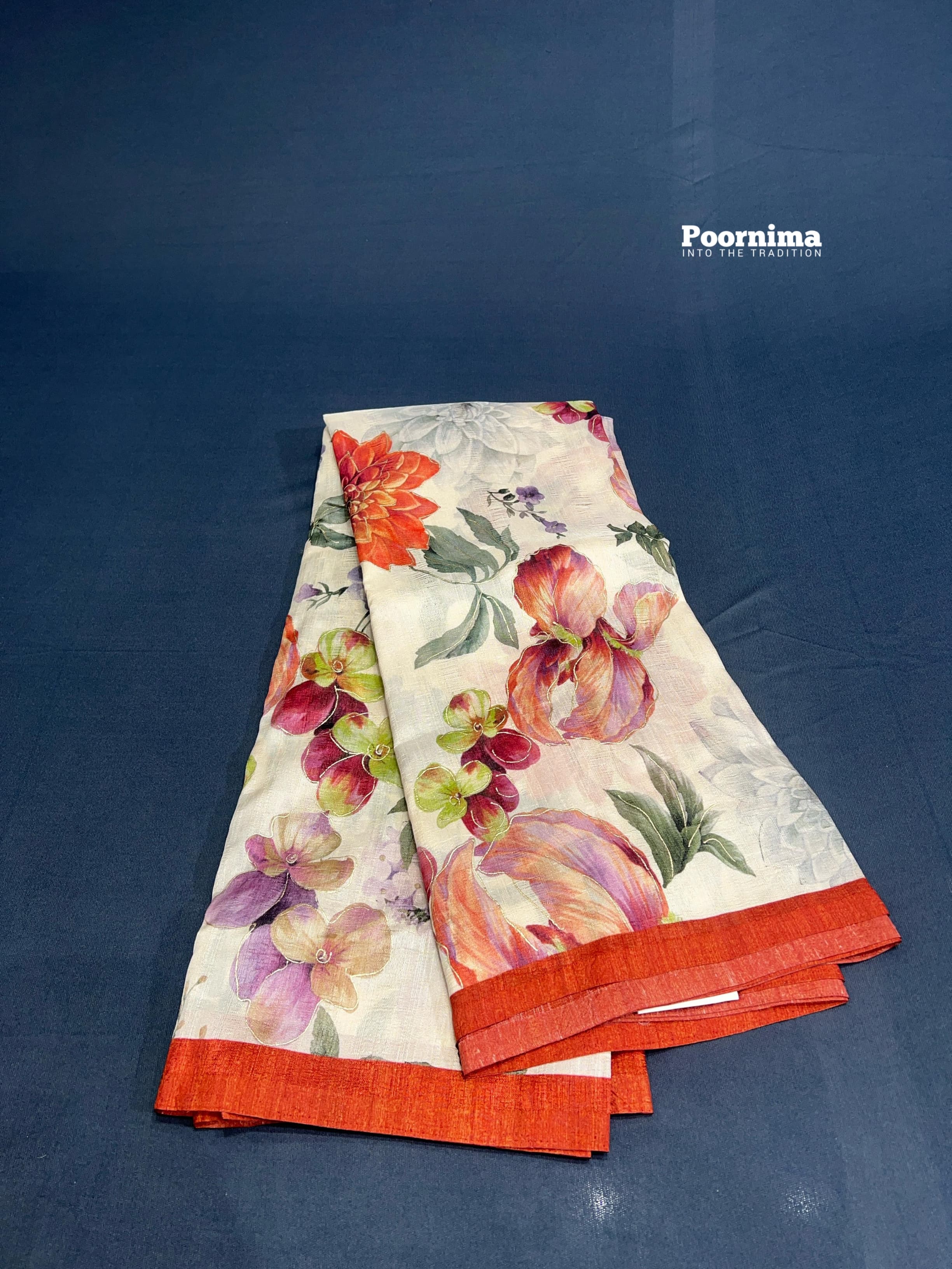 TUSSAR WITH PINK SHADE AND ORANGE GRAND BORDER