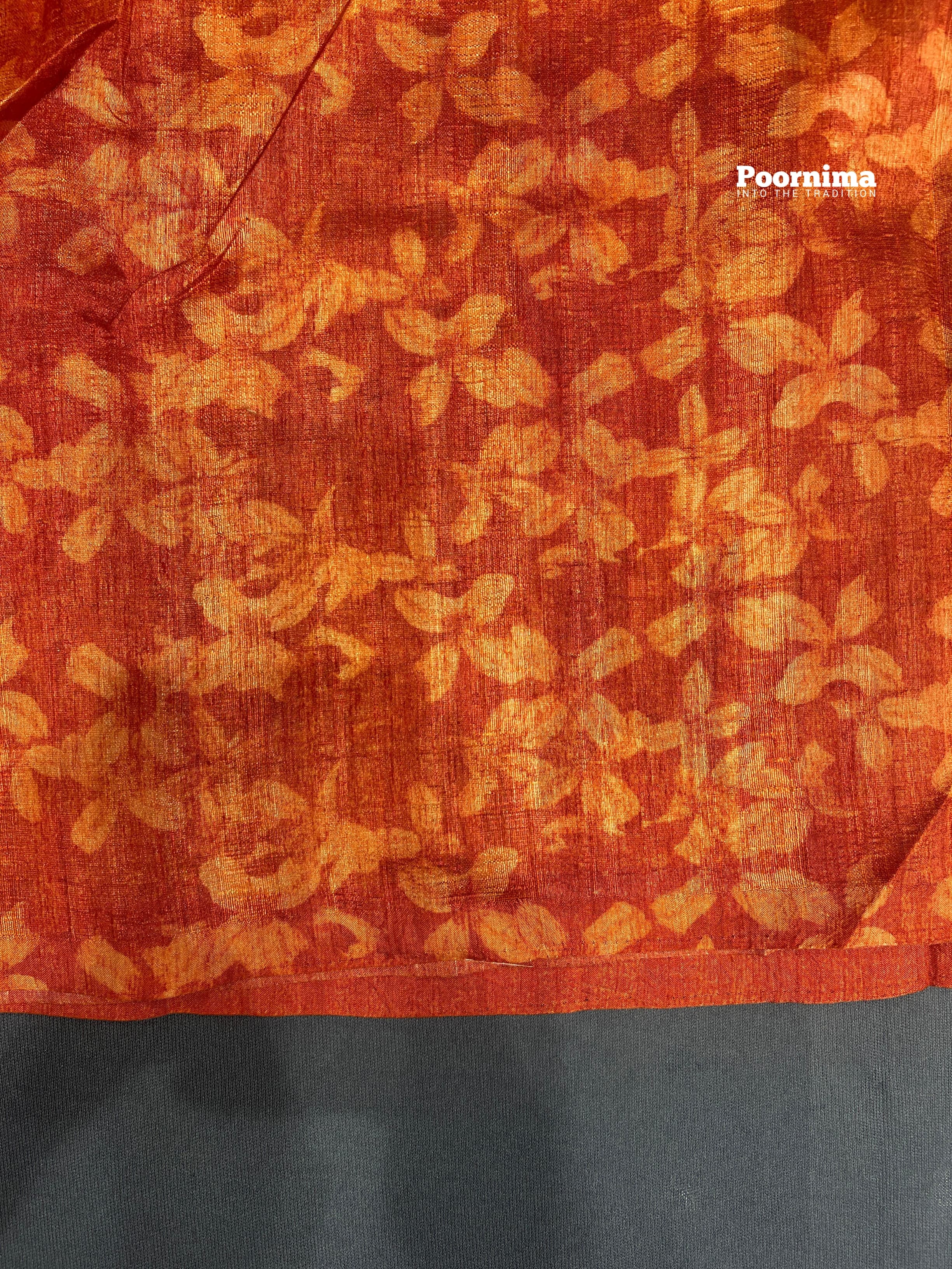 TUSSAR WITH PINK SHADE AND ORANGE GRAND BORDER