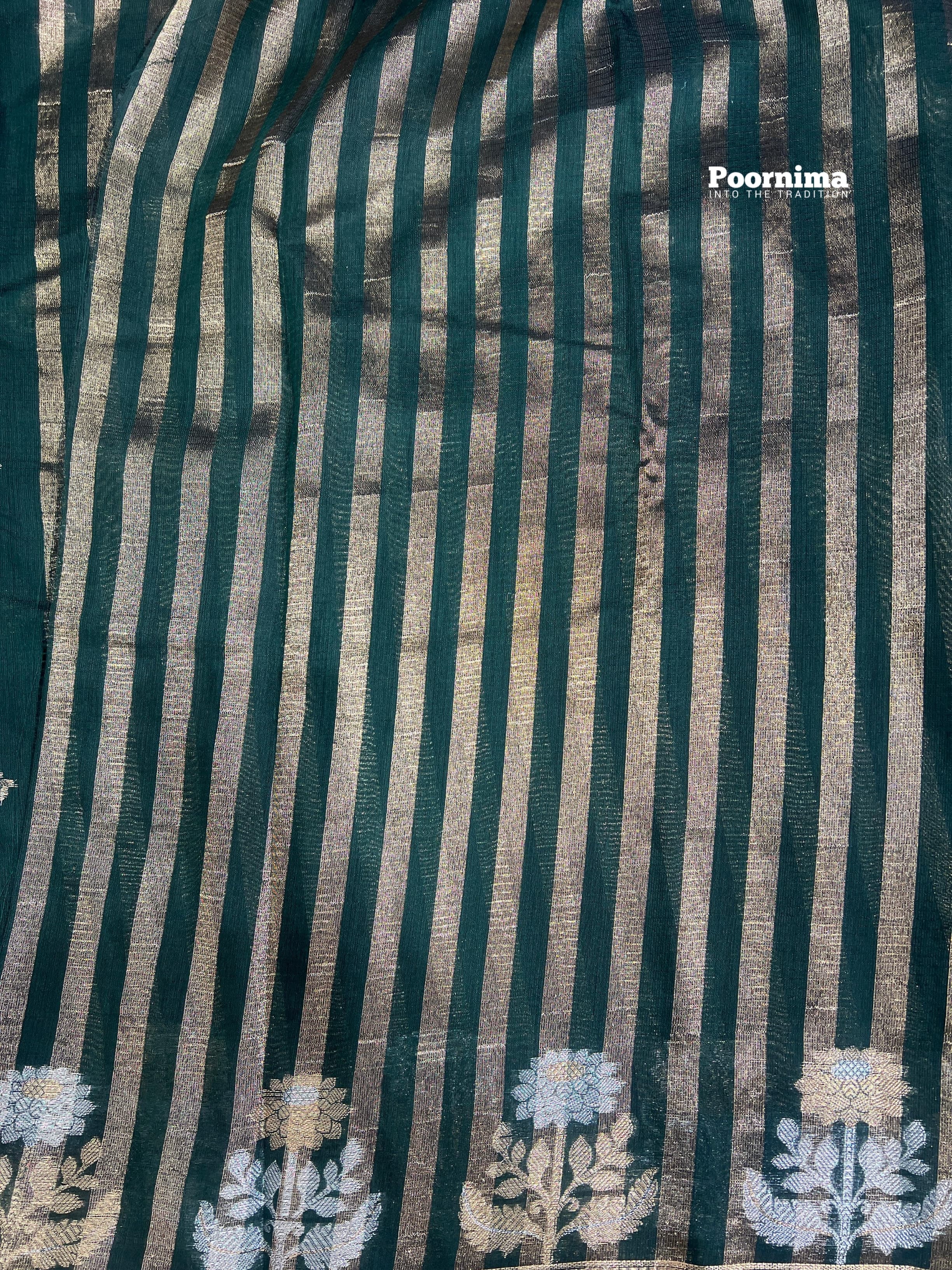 DARK GREEN COTON SILK AND ALOOVER GOLD BUTES