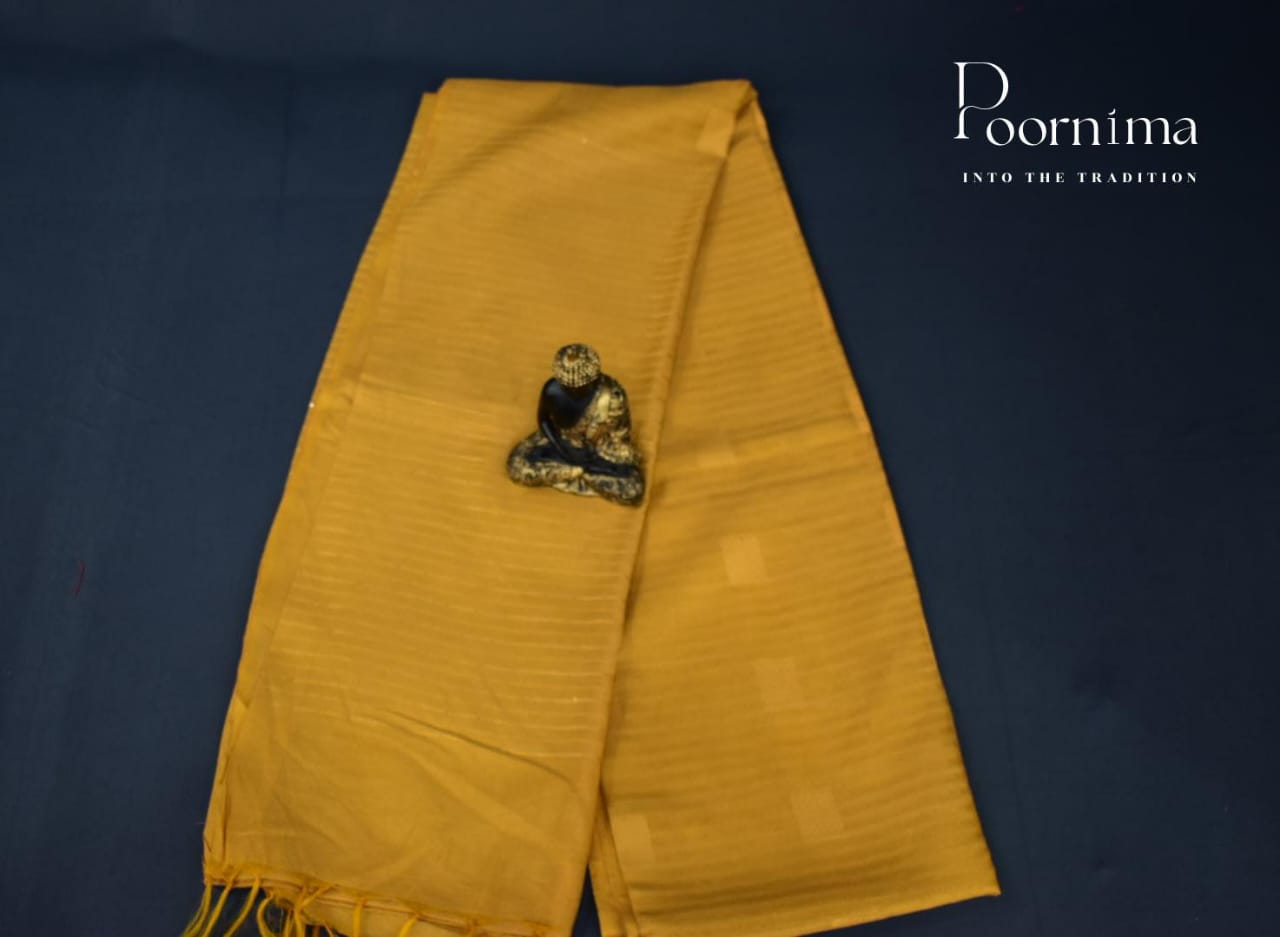 SEMI TUSSAR WITH BRIGHT YELLOW SAREE