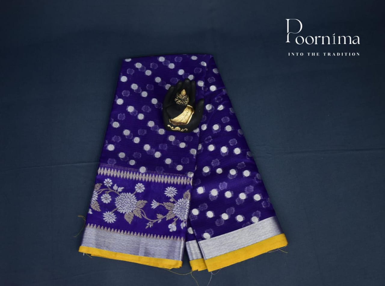 KOTA SAREE WITH PURPLE COLOUR YELLOW BORDER