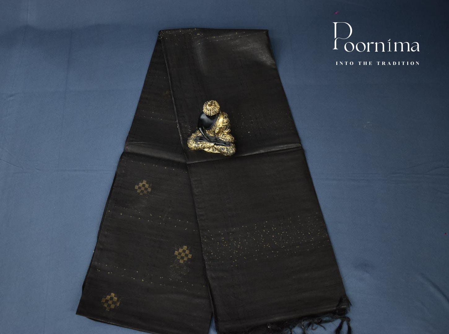 TUSSAR SAREE WITH BLACK COLOUR COMBINATION