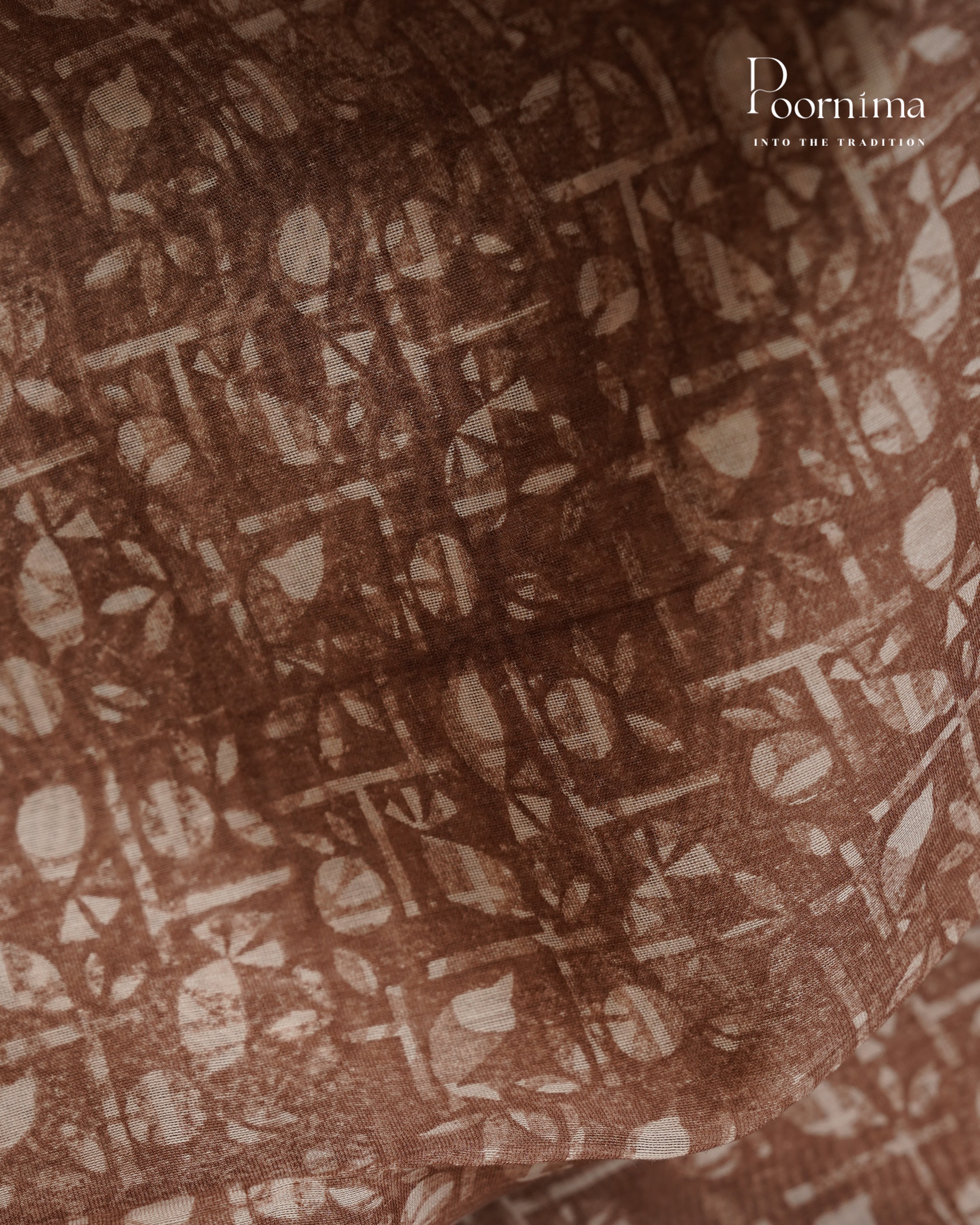 BROWN - SILK COTTON SAREE WITH ALLOVER DIGITAL PRINT AND VIDHARVA BORDER