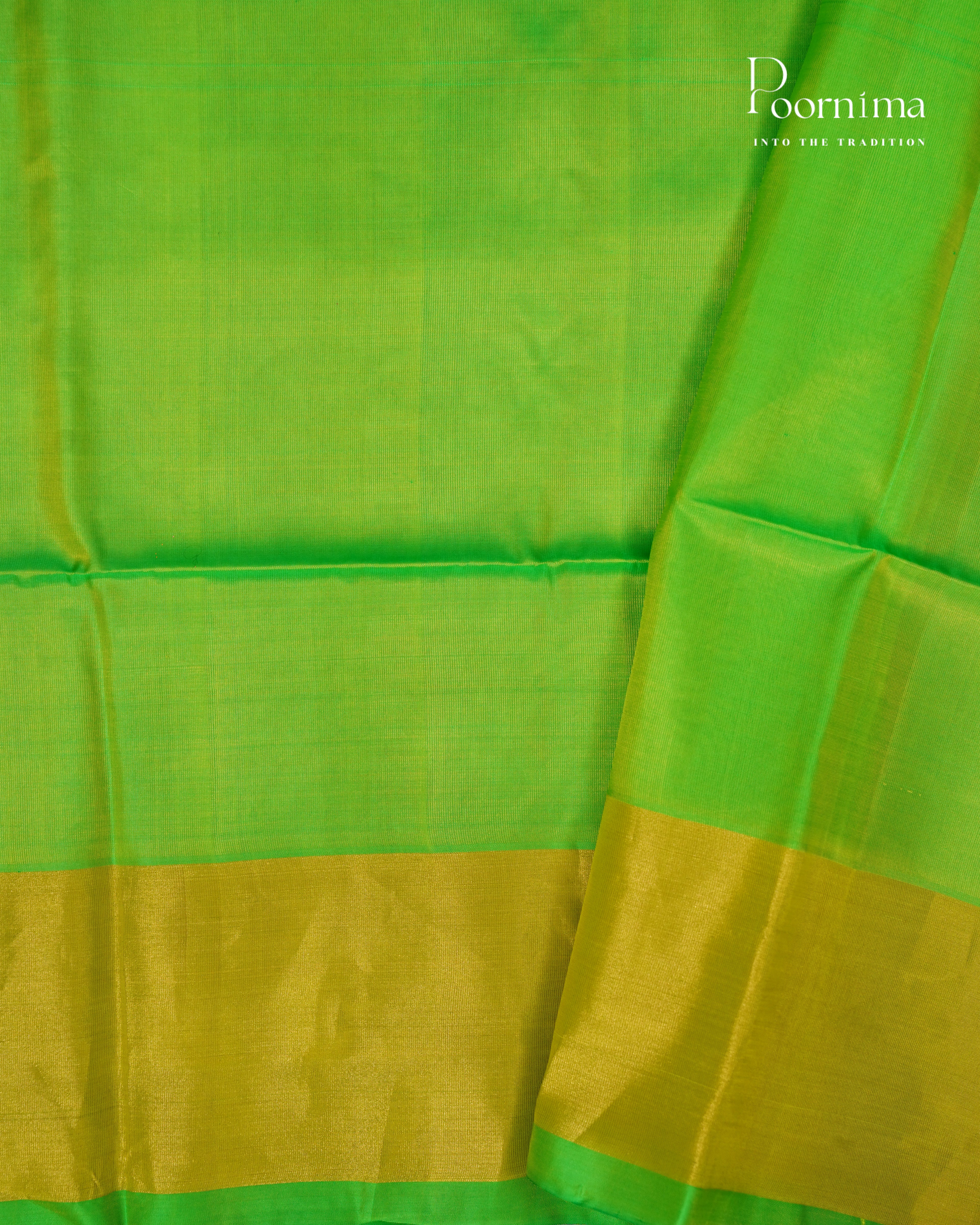 PINK & PARROT GREEN - ARNI KANJIVARAM SOFT SILK SAREE WITH ALLOVER ZARI BUTTI AND ZARI BORDER