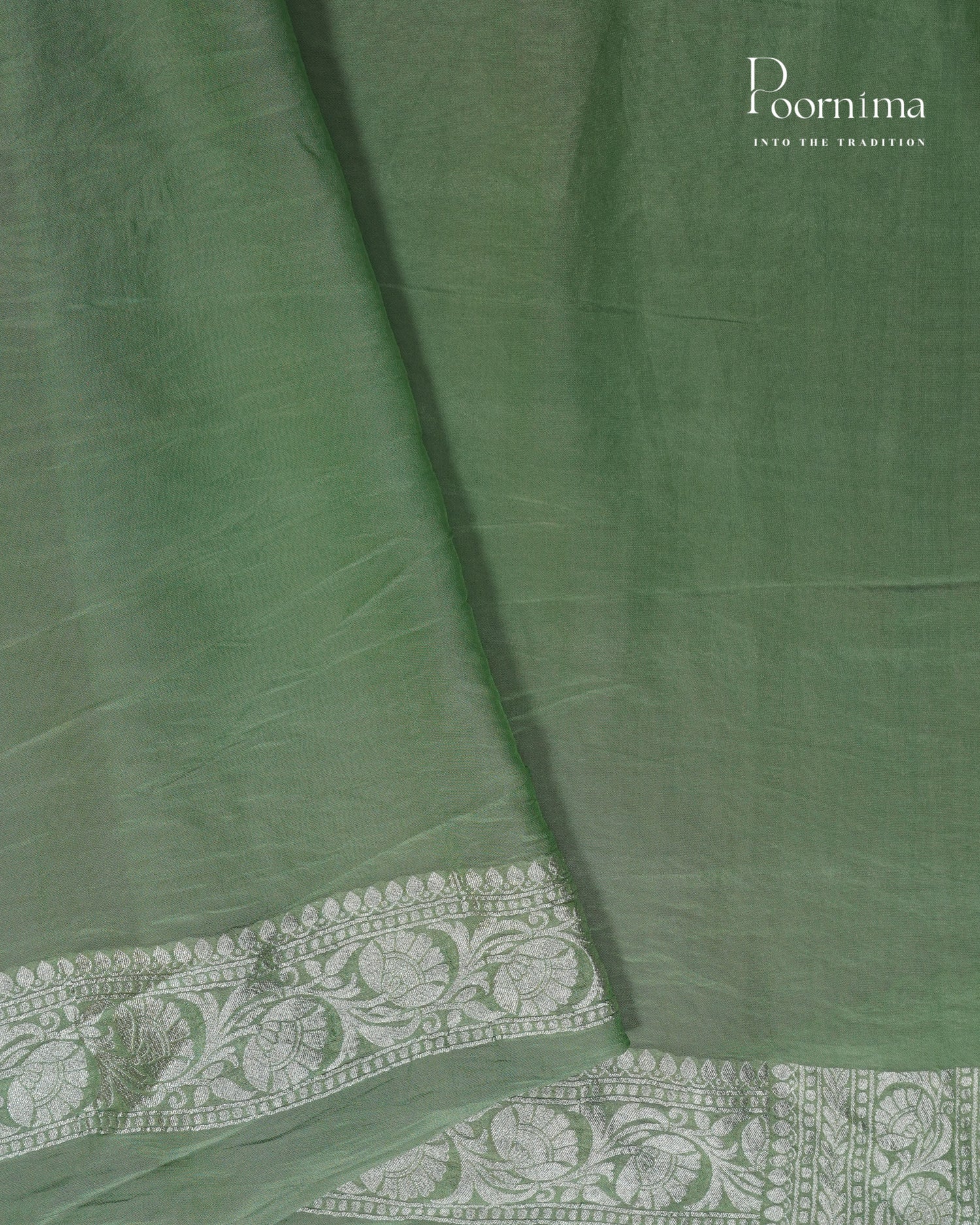 PISTA GREEN - BENARASI CRUSHED GEORGETTE SAREE WITH ALL OVER SAREE WOVEN