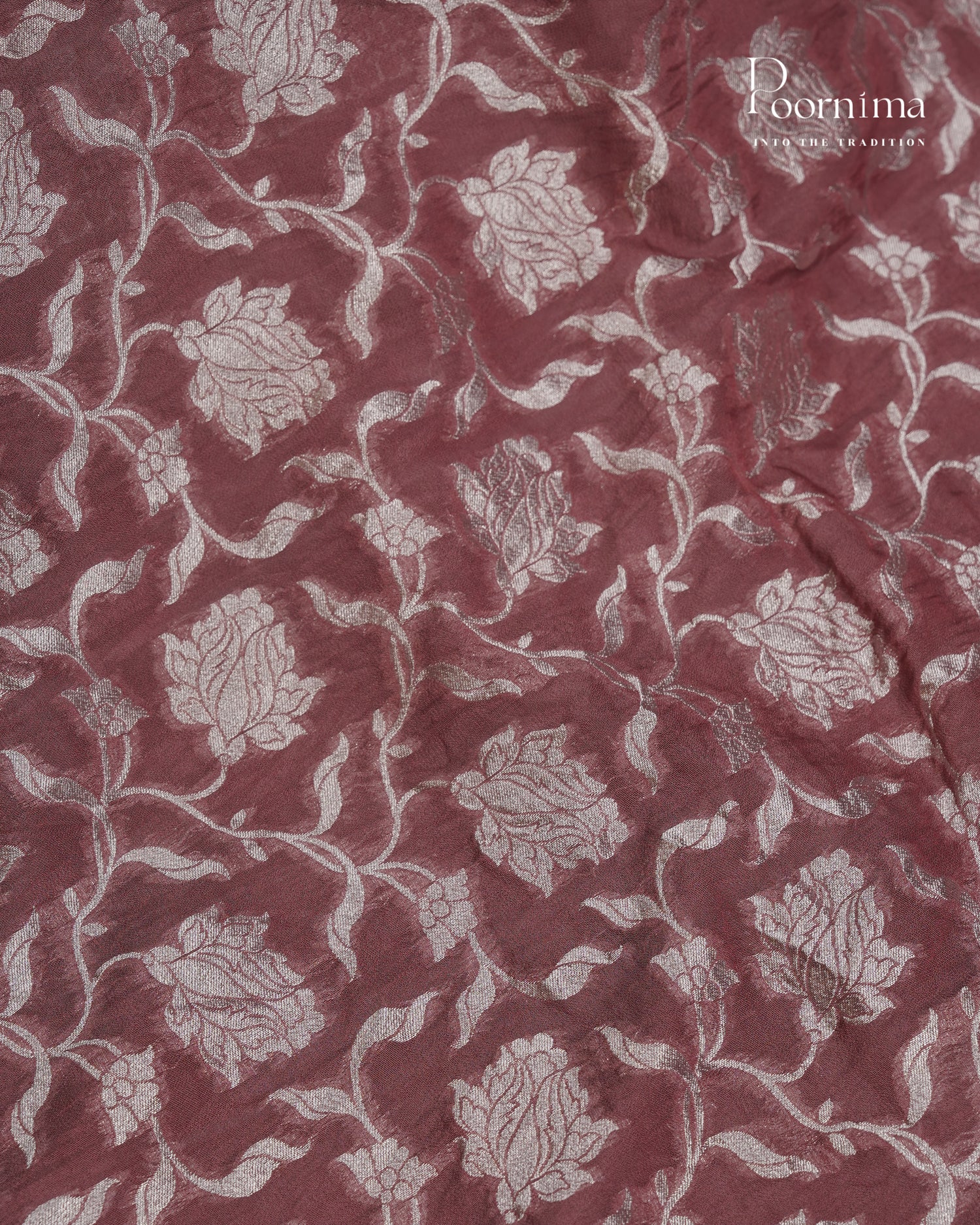 ONION PINK- BENARASI CRUSHED GEORGETTE SAREE WITH ALL OVER ZARI WOVEN