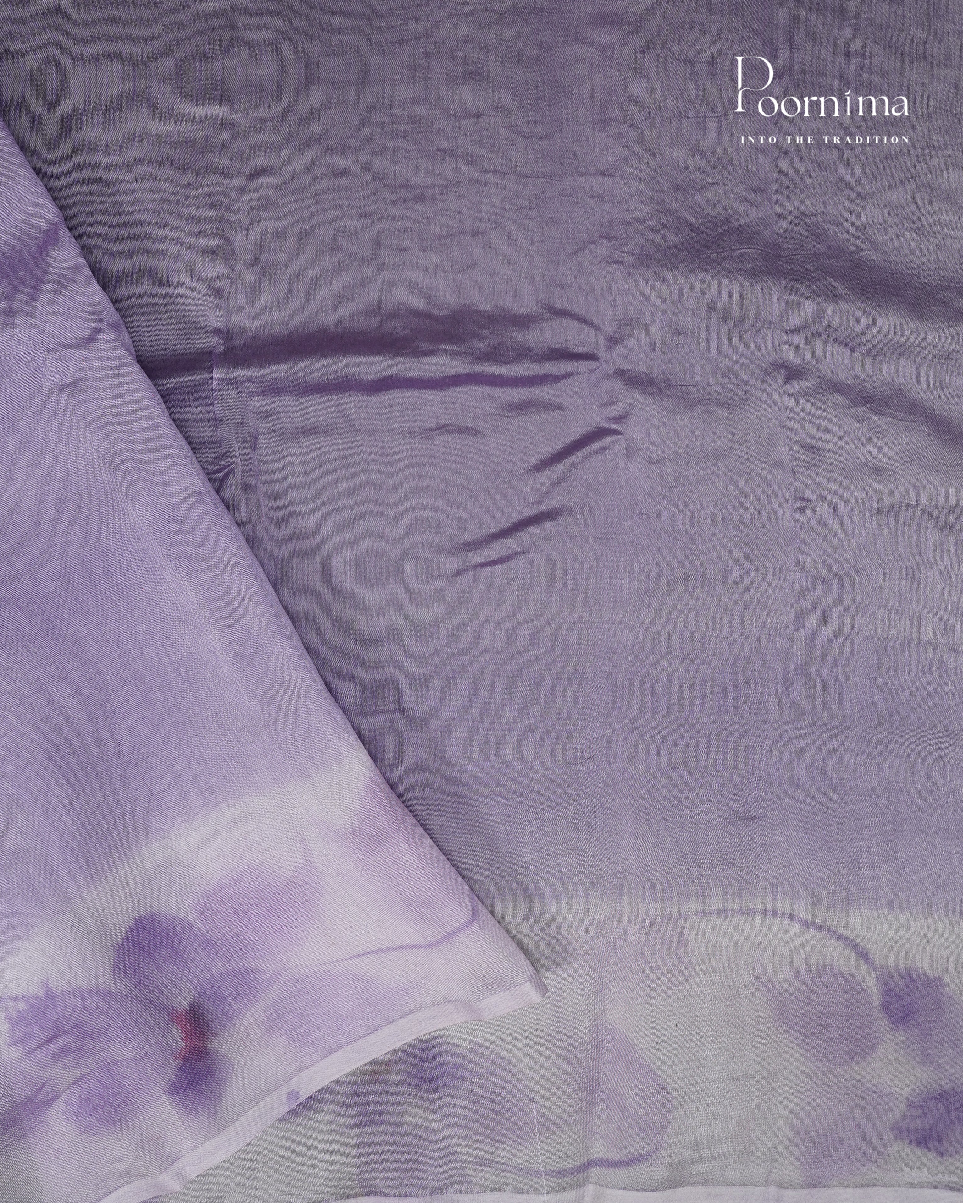 LAVENDER- CHANDERI CHICKENKARI WORK WITH HAND PAINTED BORDER
