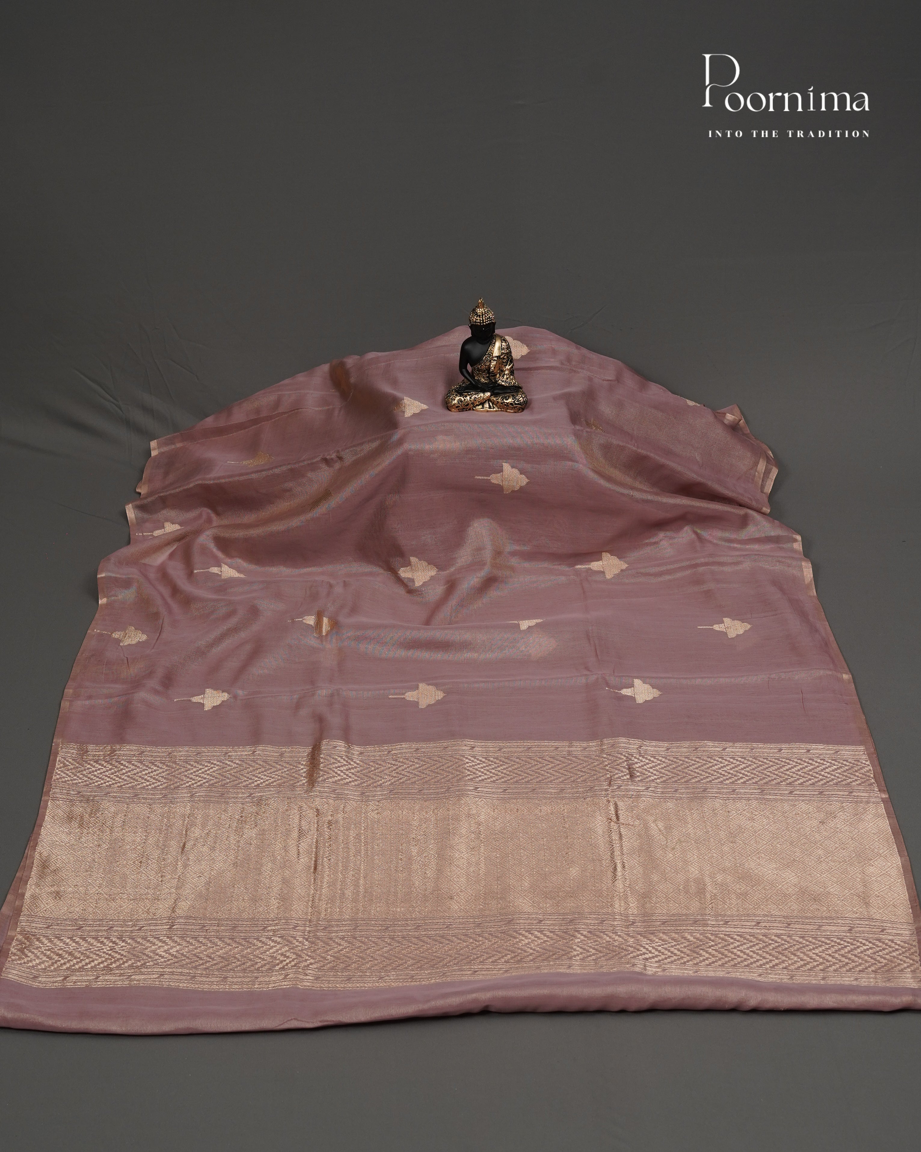 ONION PINK- CHANDERI TISSUE SAREE WITH WOVEN BUTTI ALL OVER
