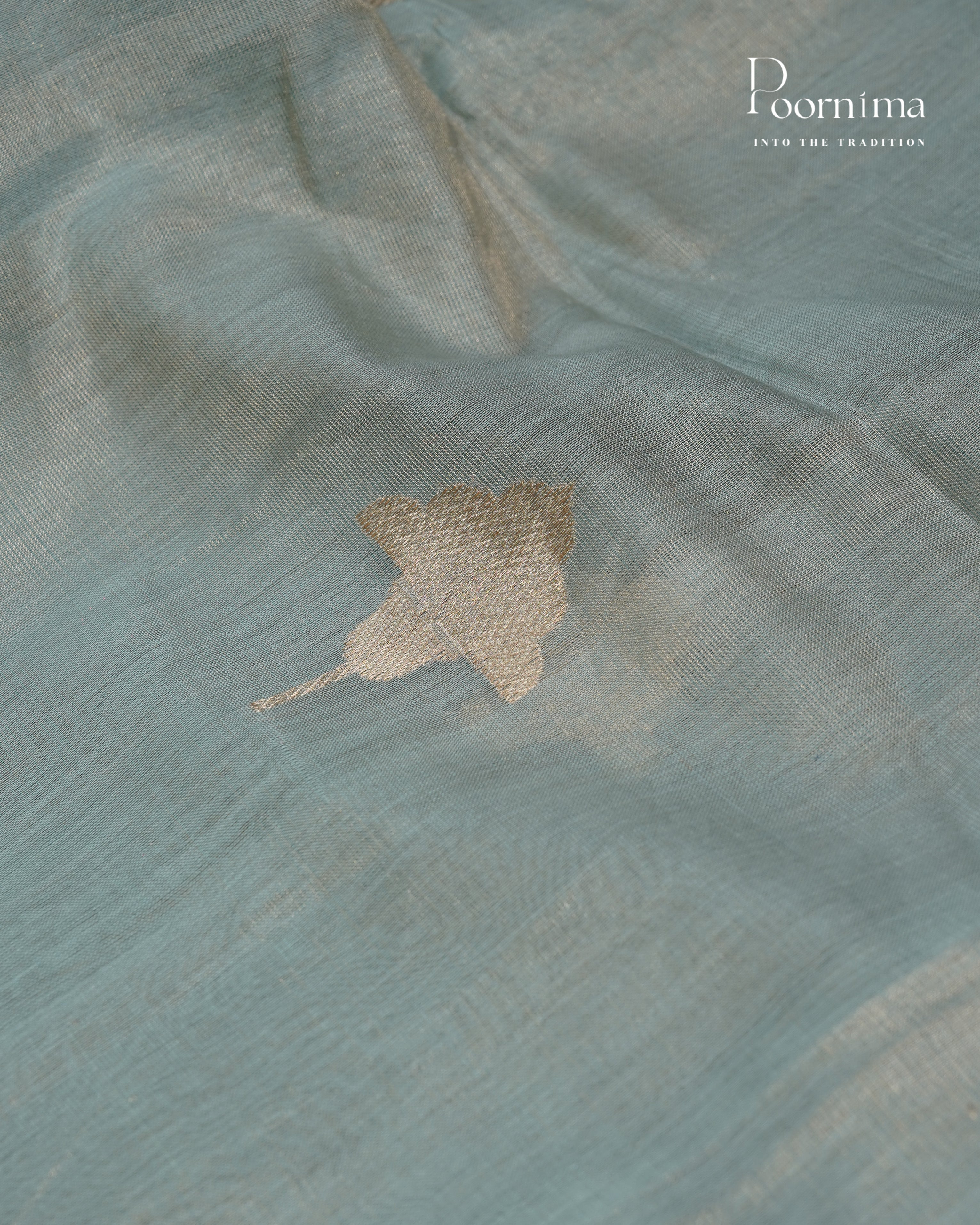 BLUE - CHANDERI TISSUE SAREE WITH WOVEN BUTTI ALL OVER