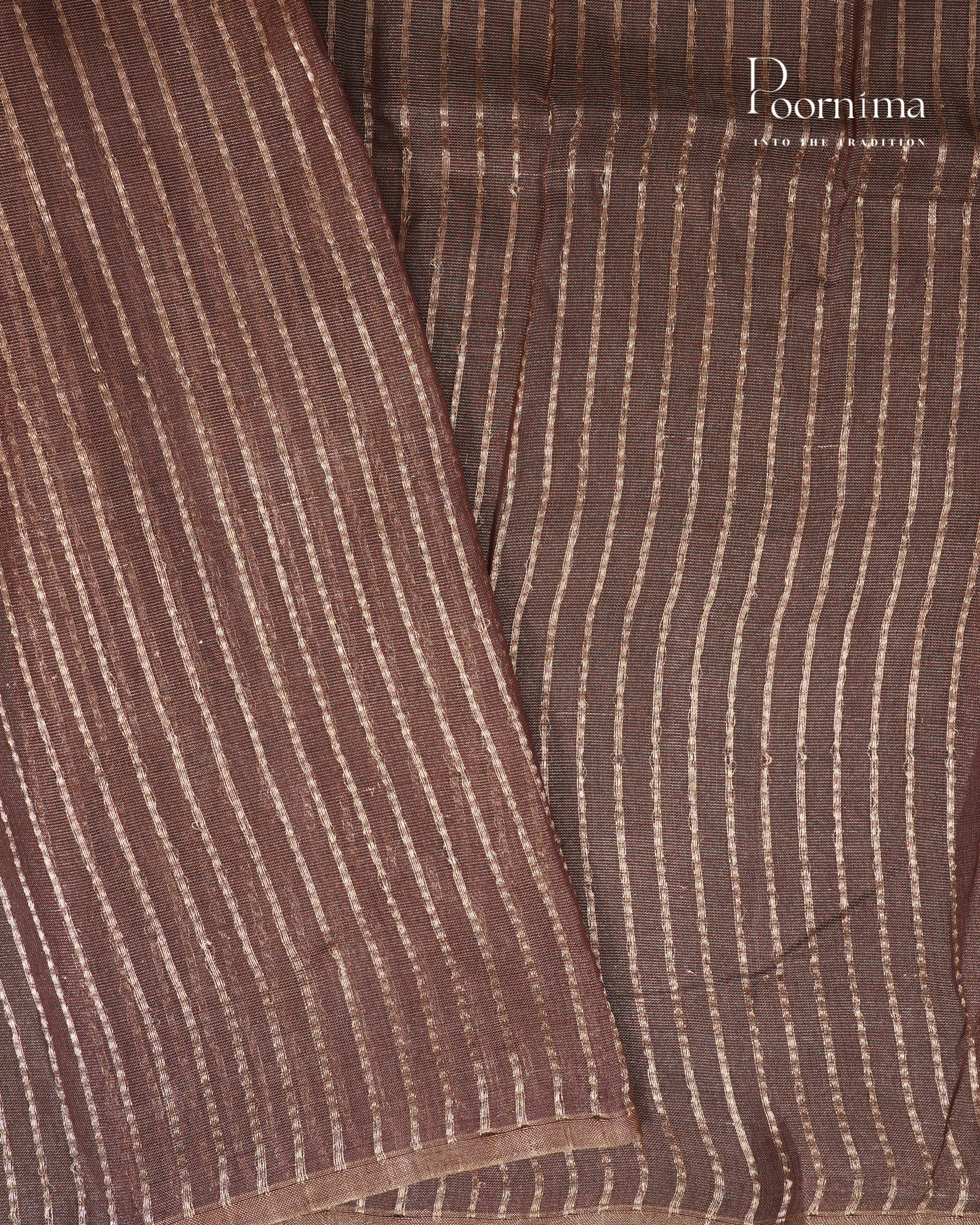 BROWN - CHANDERI TISSUE SAREE WITH WOVEN BUTTI ALL OVER