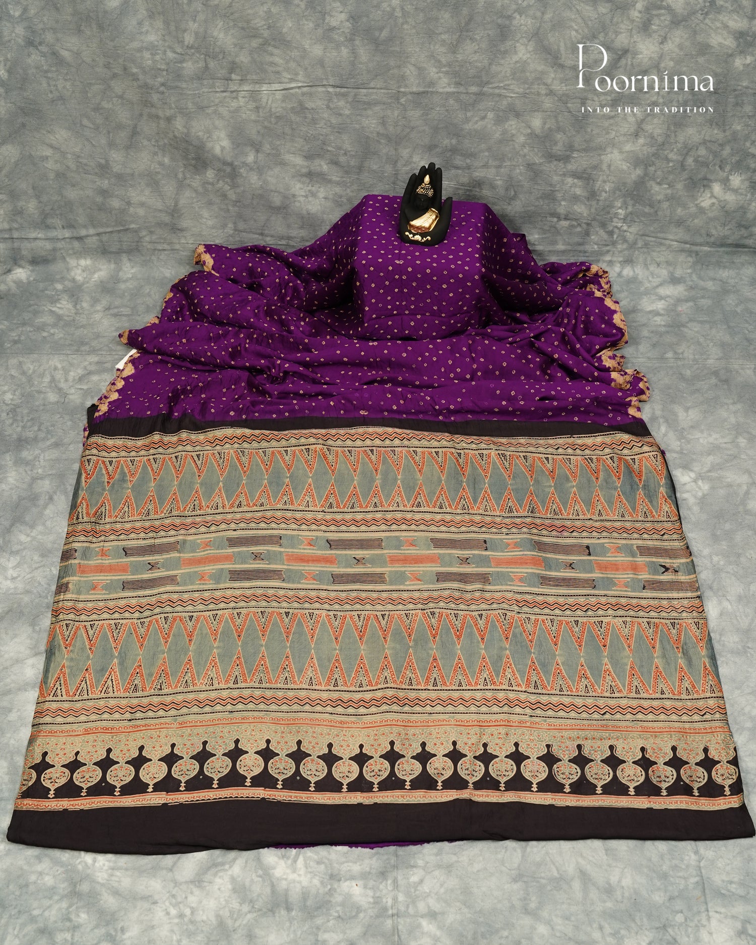 GICHA TUSSAR SAREE WITH BANDINI DYEING IN VOILET COLOUR|