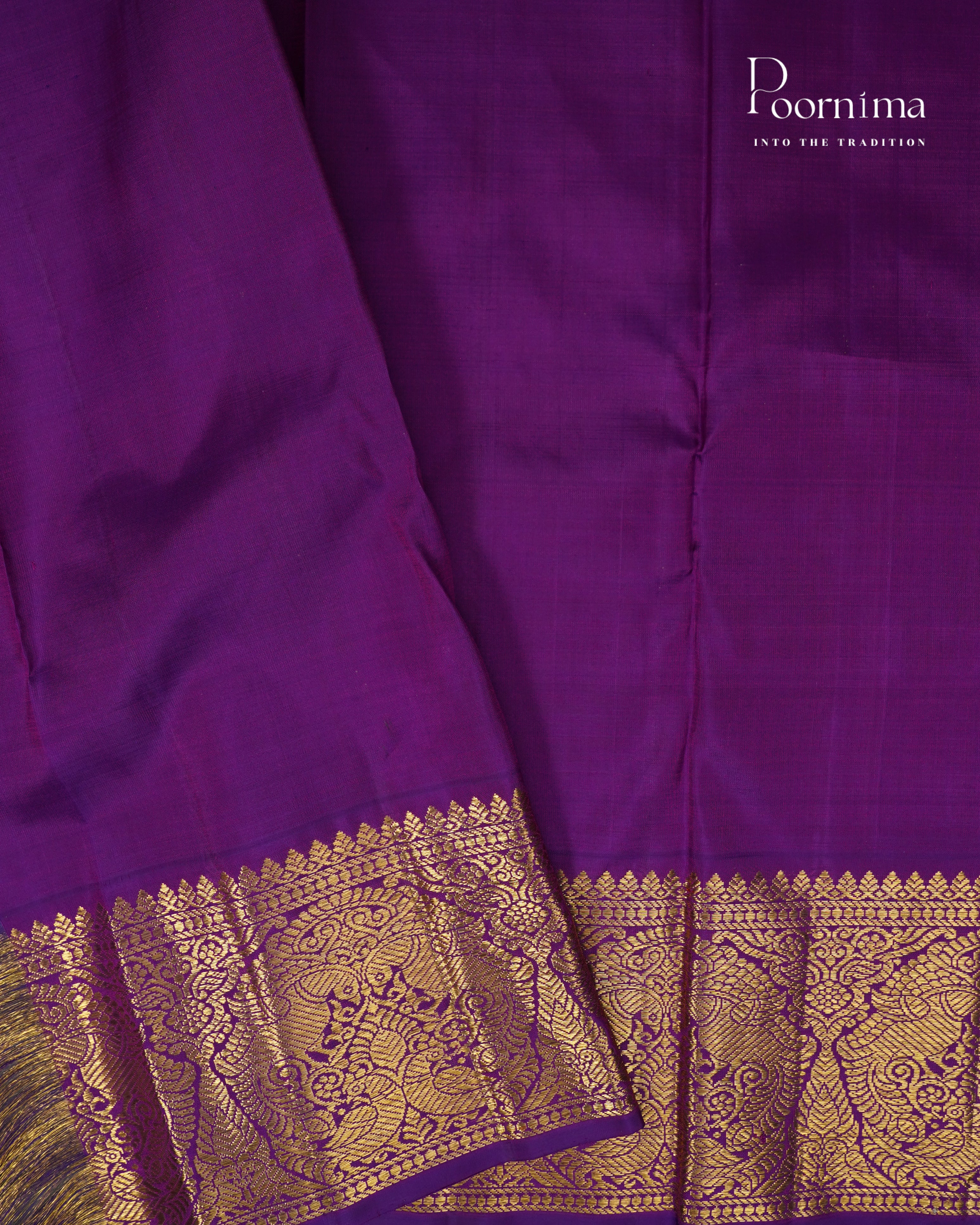 PURE KANJIVARAM SILK SAREE IN BLUE AND VIOLET COMBINATION WITH ALLOVER ZARI FLOWER PATTERN