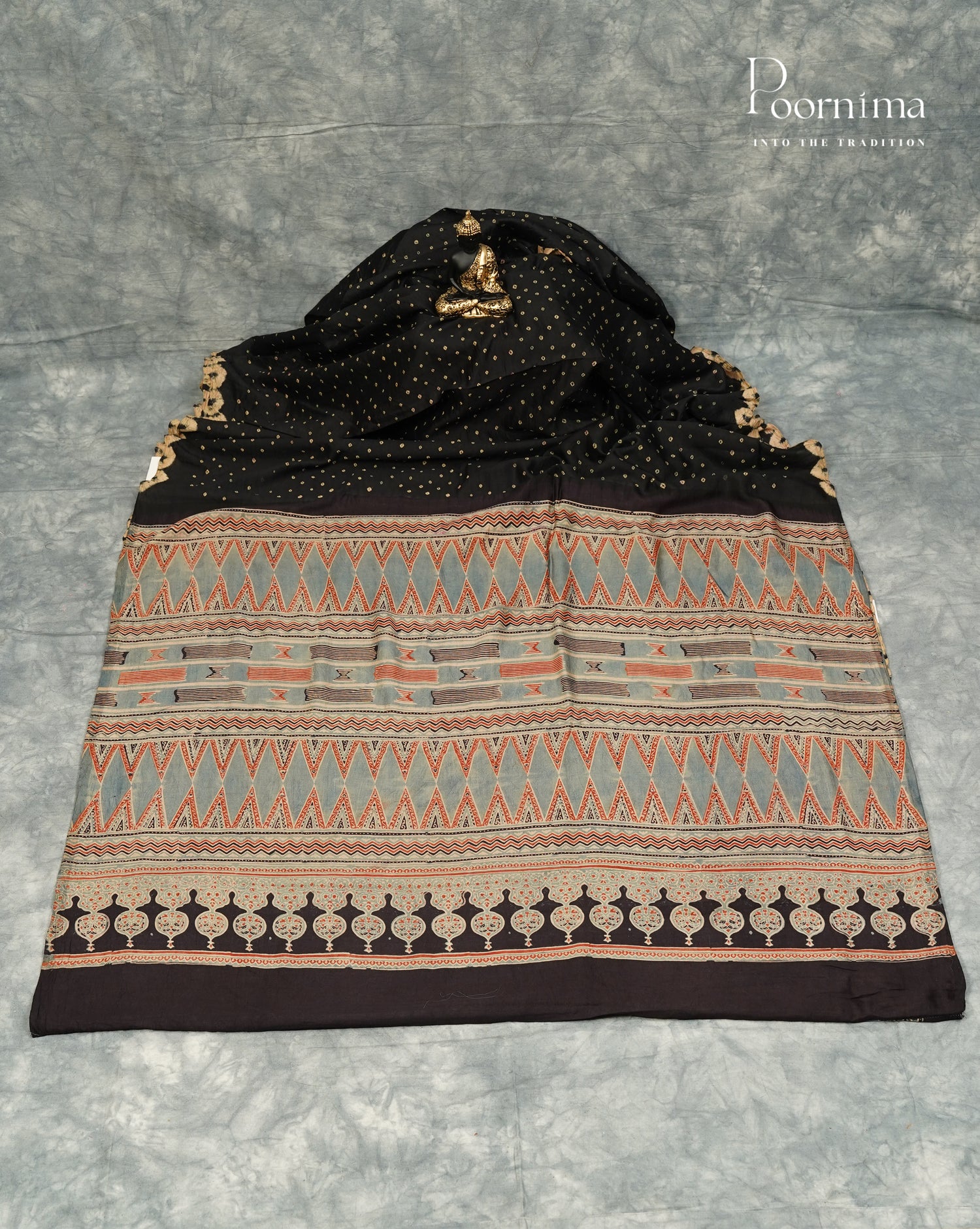 GICHA TUSSAR WITH BANDINI DYING IN BLACK COLOUR